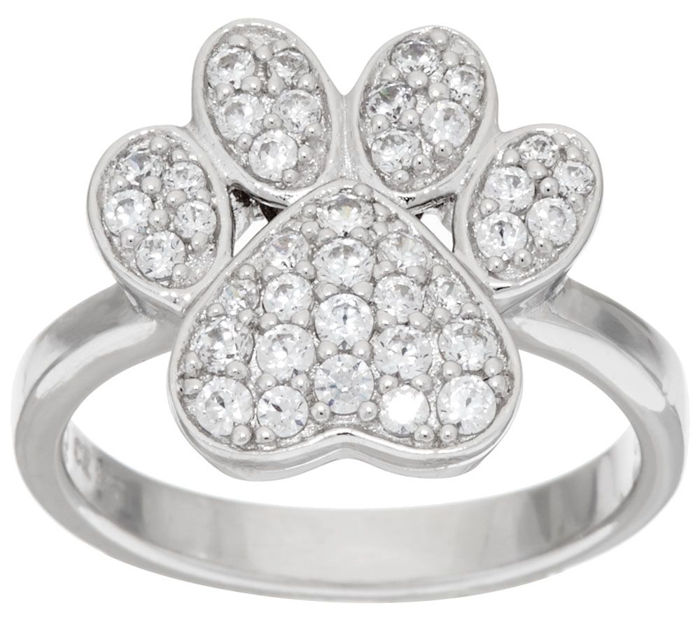 Diamonique 4/10 cttw, Paw Print Ring, Sterling - J321654 — QVC.com