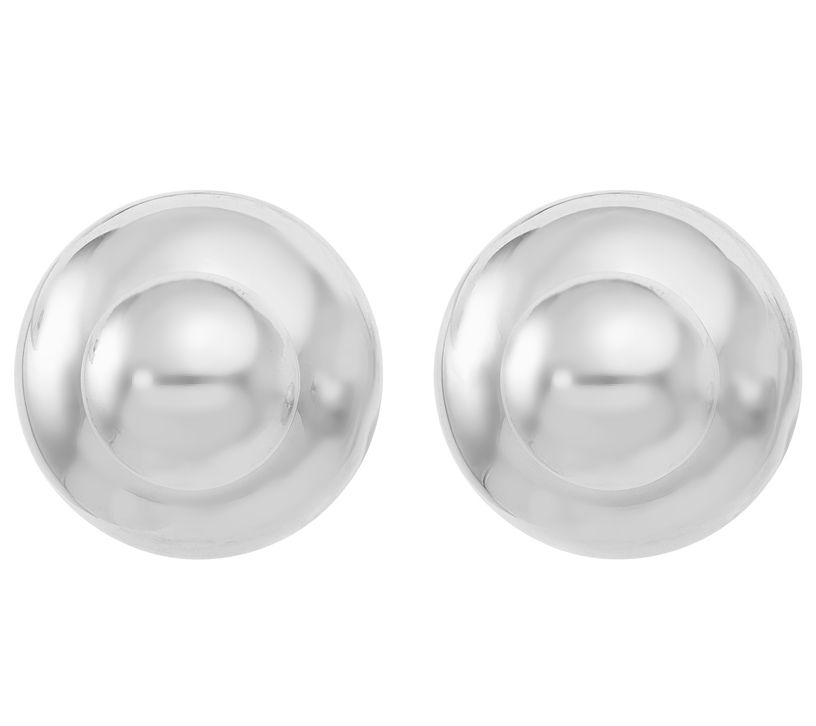 Italian Silver Polished Double Ball Stud Earrin gs
