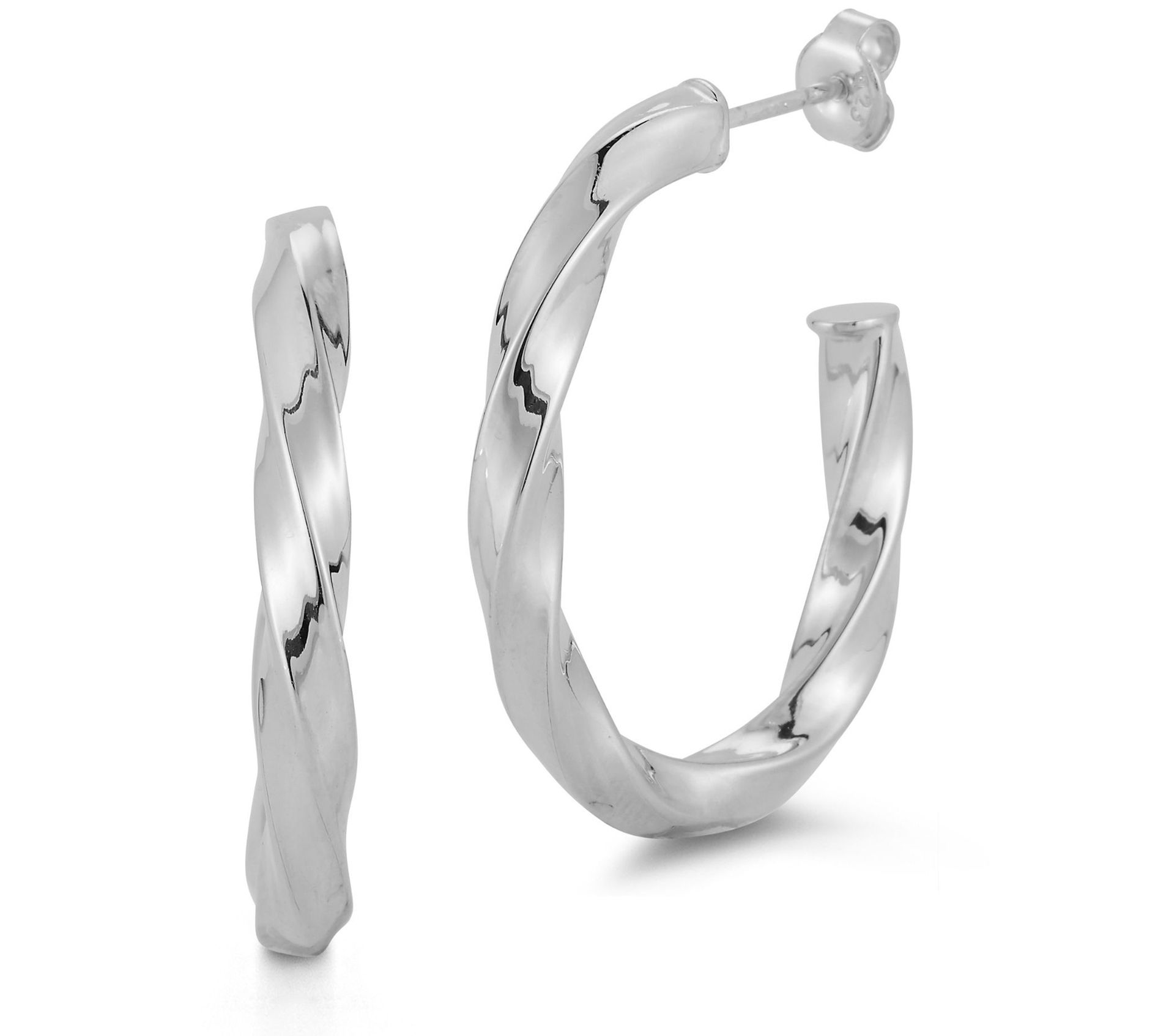 Sterlina Silver Oval Twist Hoops, Sterling