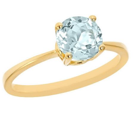 1.00 ct Round Aquamarine Ring, 14K Yellow Gold