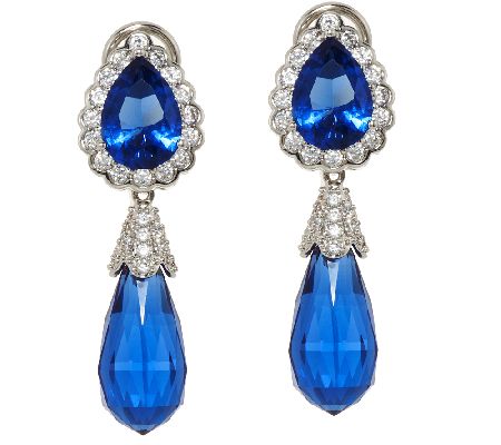 The Elizabeth Taylor Simulated Sapphire Drop Earrings - J323355 — QVC.com