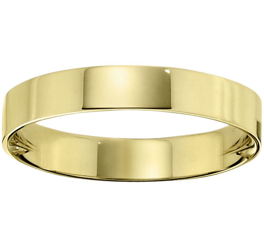 Women's 18K Yellow Gold 4mm Flat Comfort Fit Wedding Band