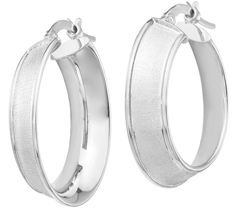 Italian Gold Satin Hoop Earrings, 14K