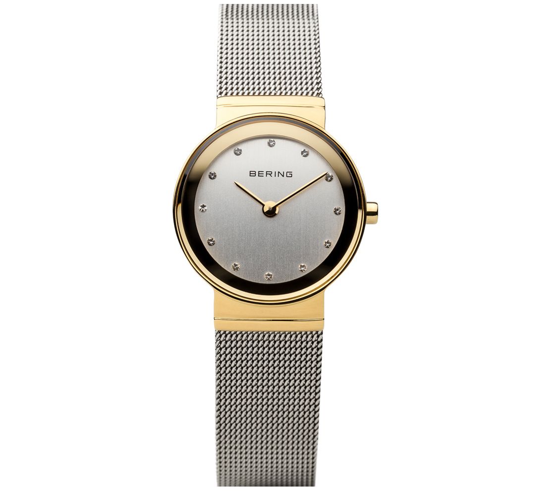 Bering Womens Two-Tone Stainless Mesh Bracelet Watch