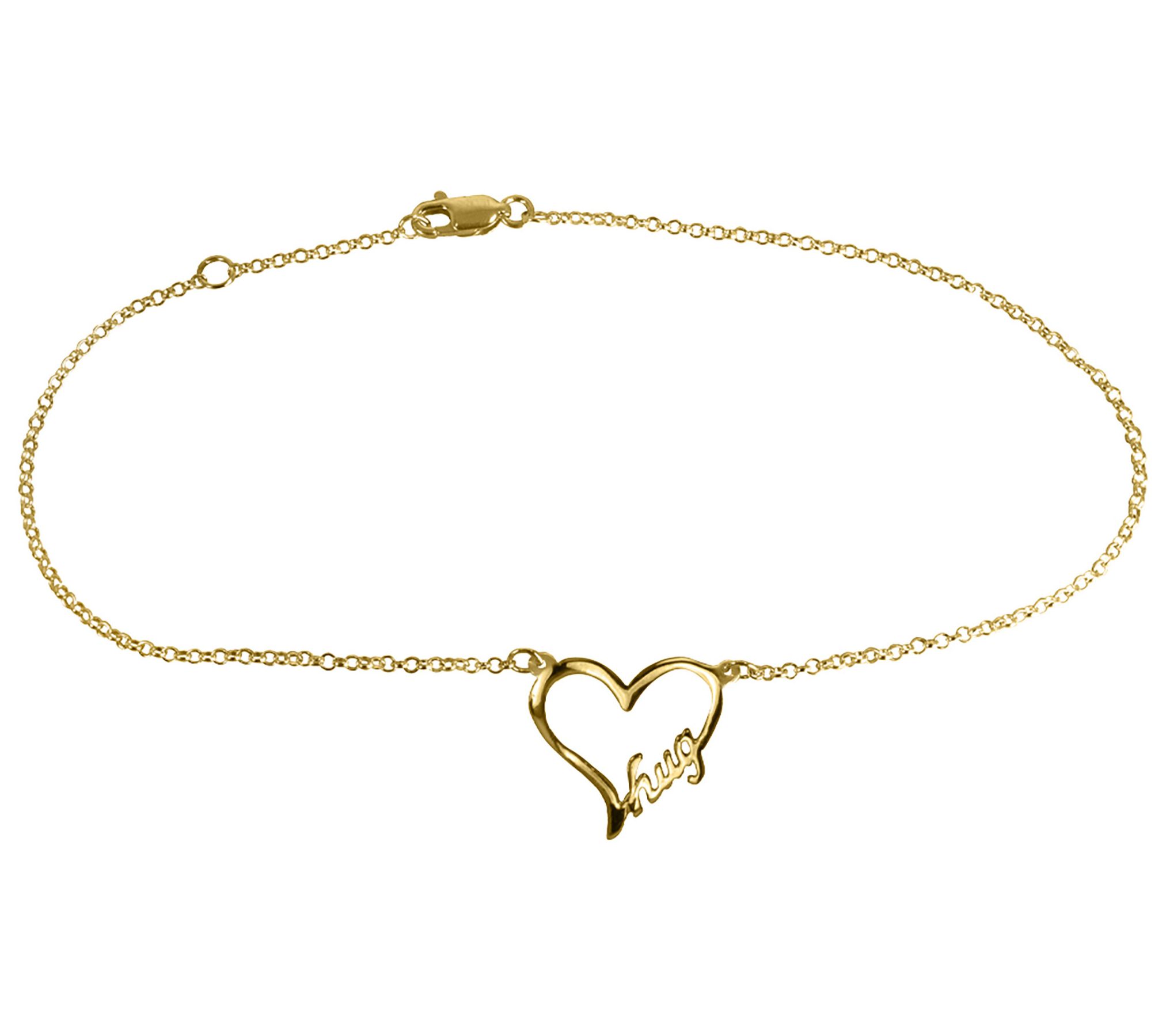 14K Gold Plated Hug Open Heart Anklet