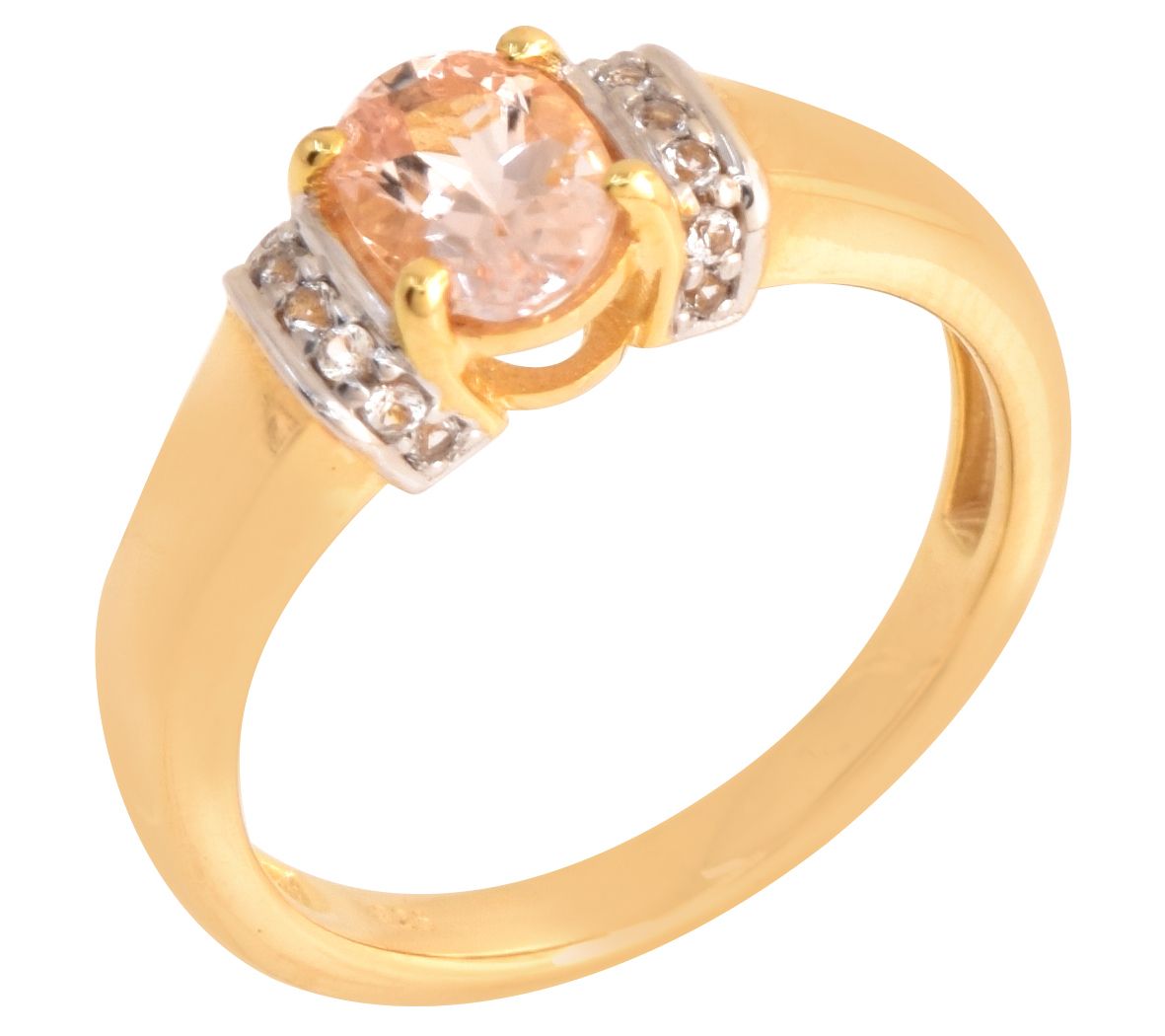 Affinity Gems Morganite & White Topaz Ring, 14K Gold Plated