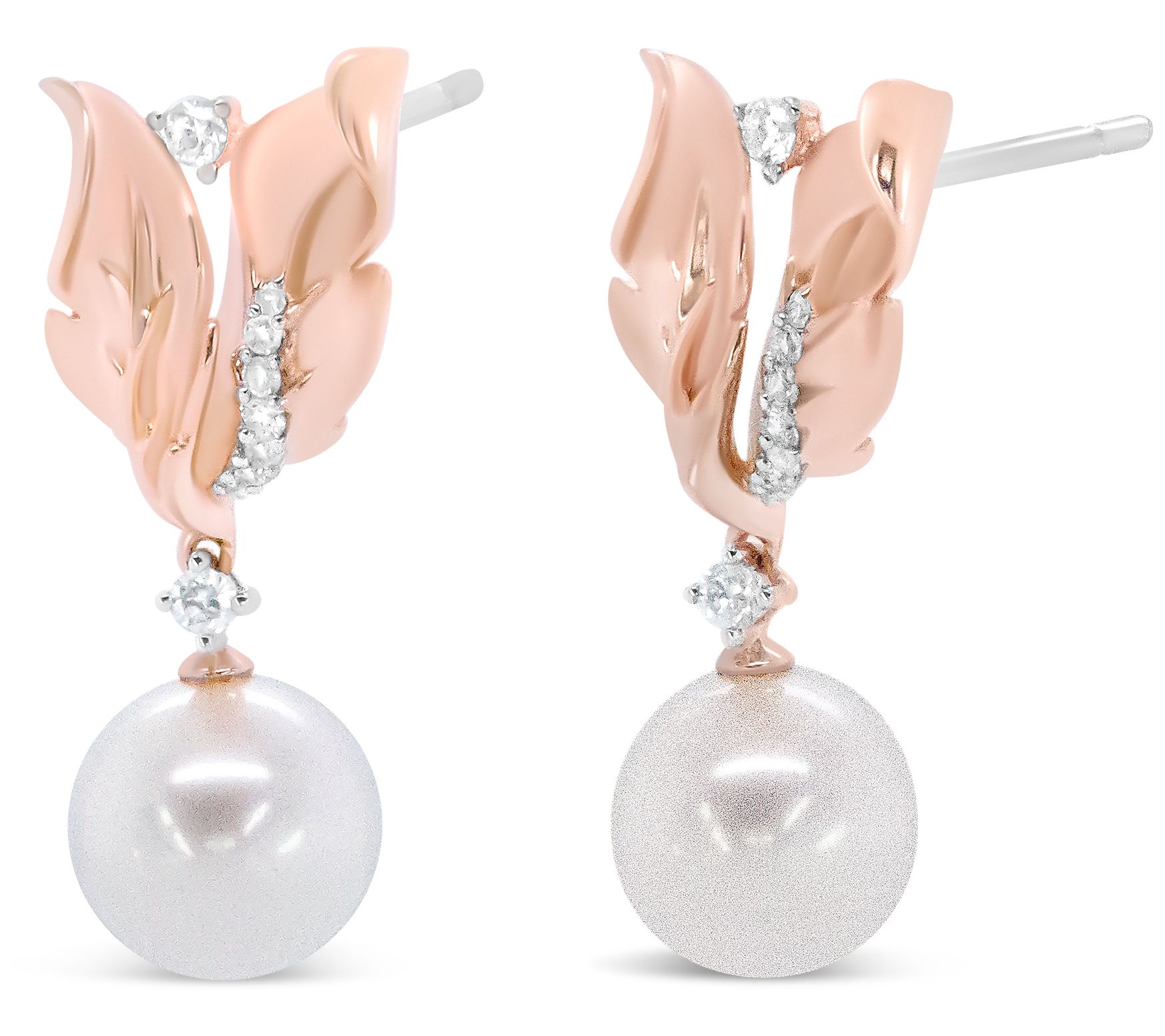 Haus of Brilliance Cultured Pearl & Diamond Earrings, 14K Gold