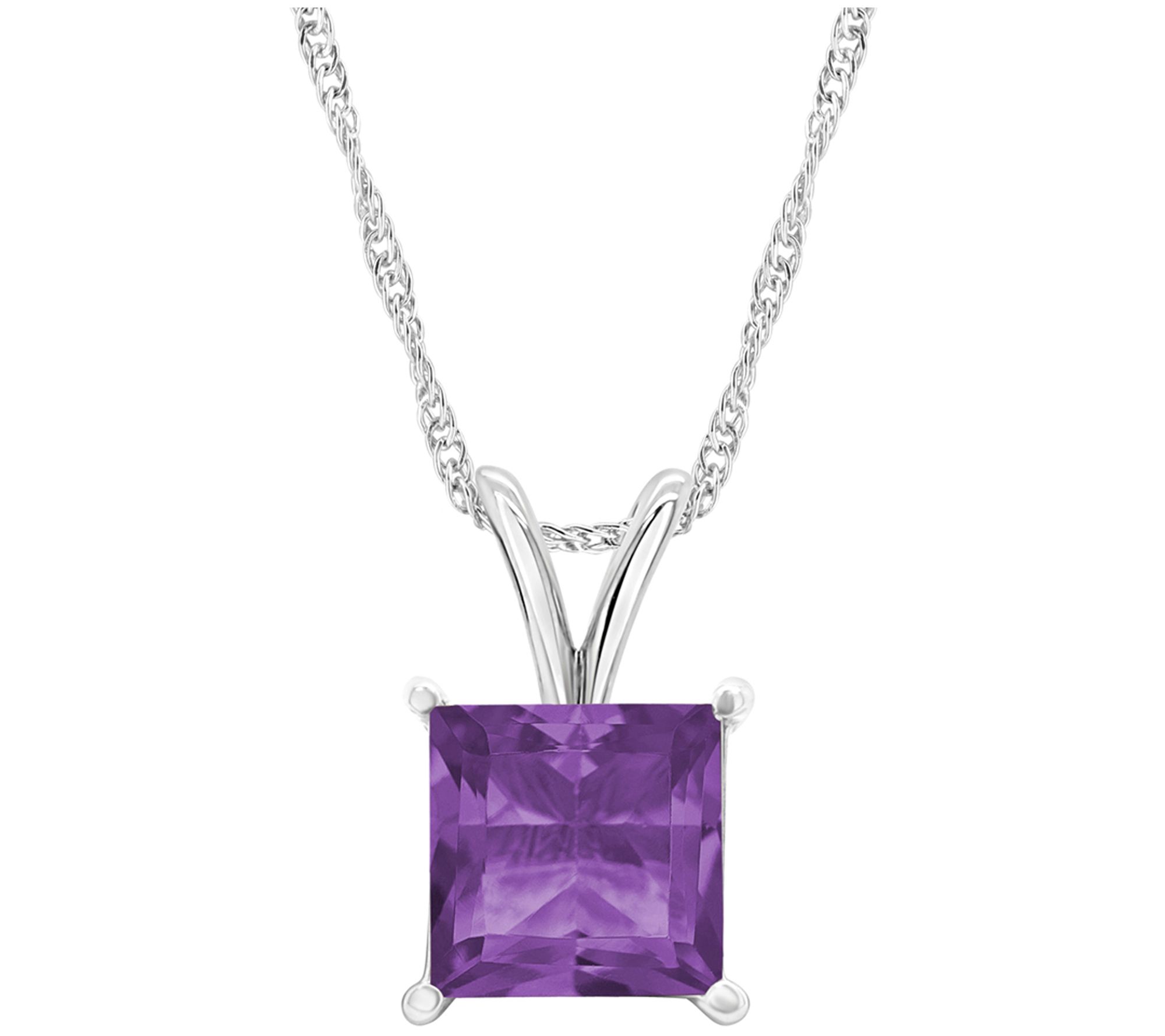 Sterling Silver 2.10 cttw Amethyst Pendant with Chain