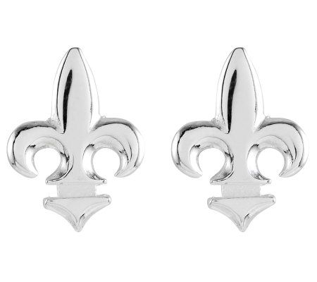Sterling Polished Fleur-de-Lis Stud Earrings