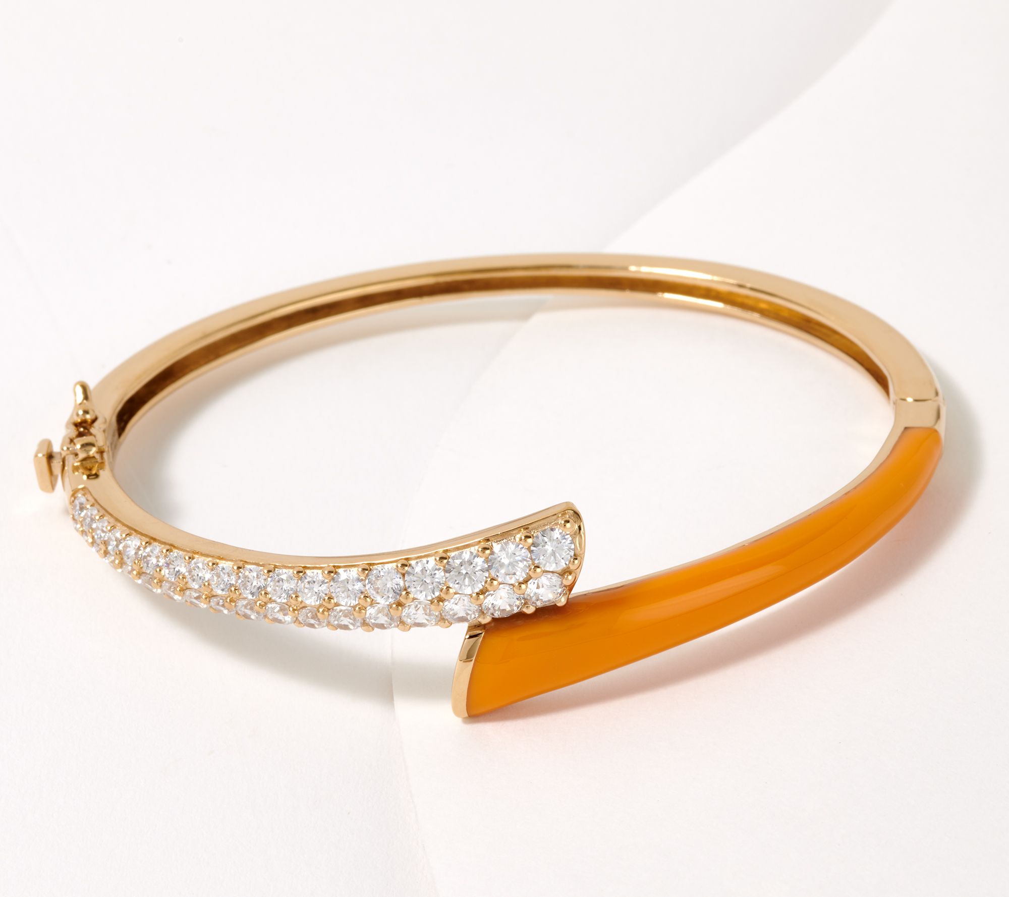 Diamonique Pave Neon Enamel Hinge Bangle, Sterling Silver