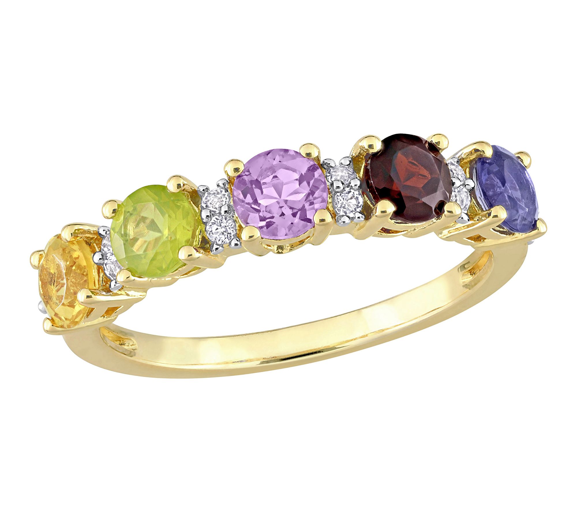 18K Gold Plated 1.35 cttw Multi-Color Gemstone Ring