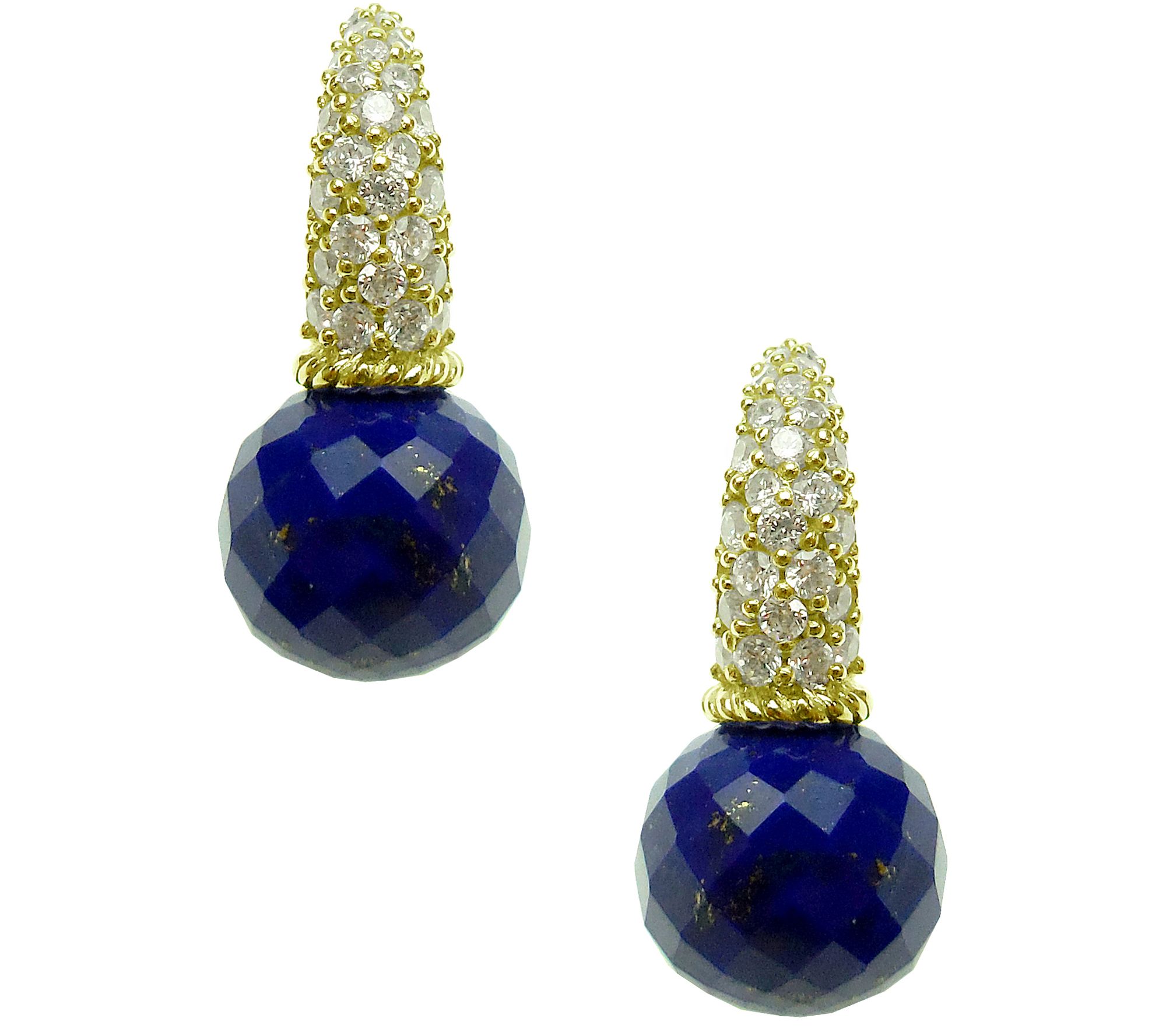Judith Ripka Sterling & 14K Clad Lapis & Diamon ique Earrings