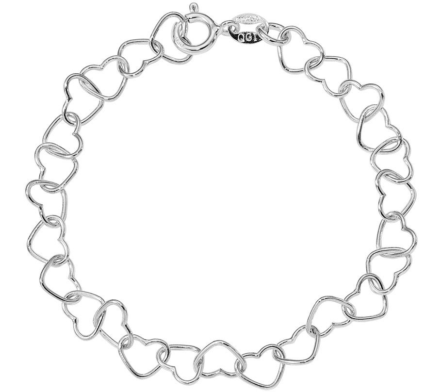Italian Silver Heart Link Bracelet Sterling, 2. 3g