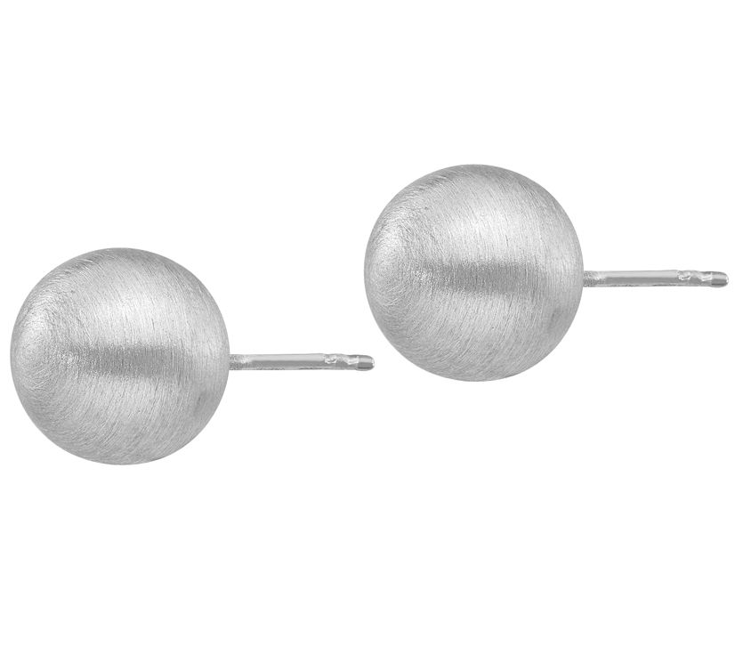 Italian Silver 11mm Satin Ball Stud Earrings