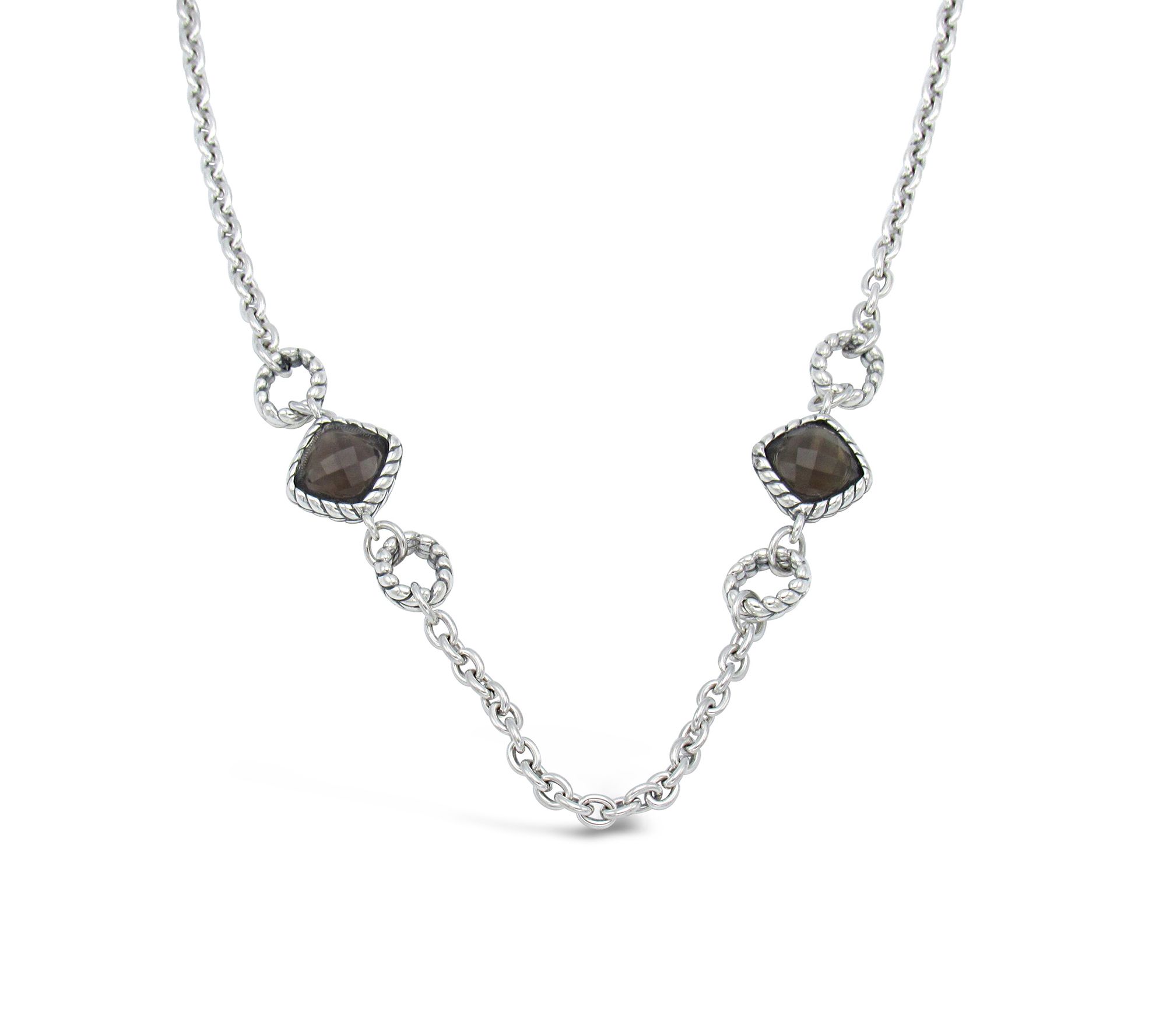 Tiffany Kay Herringbone Smoky Quartz Station 18 " Necklace