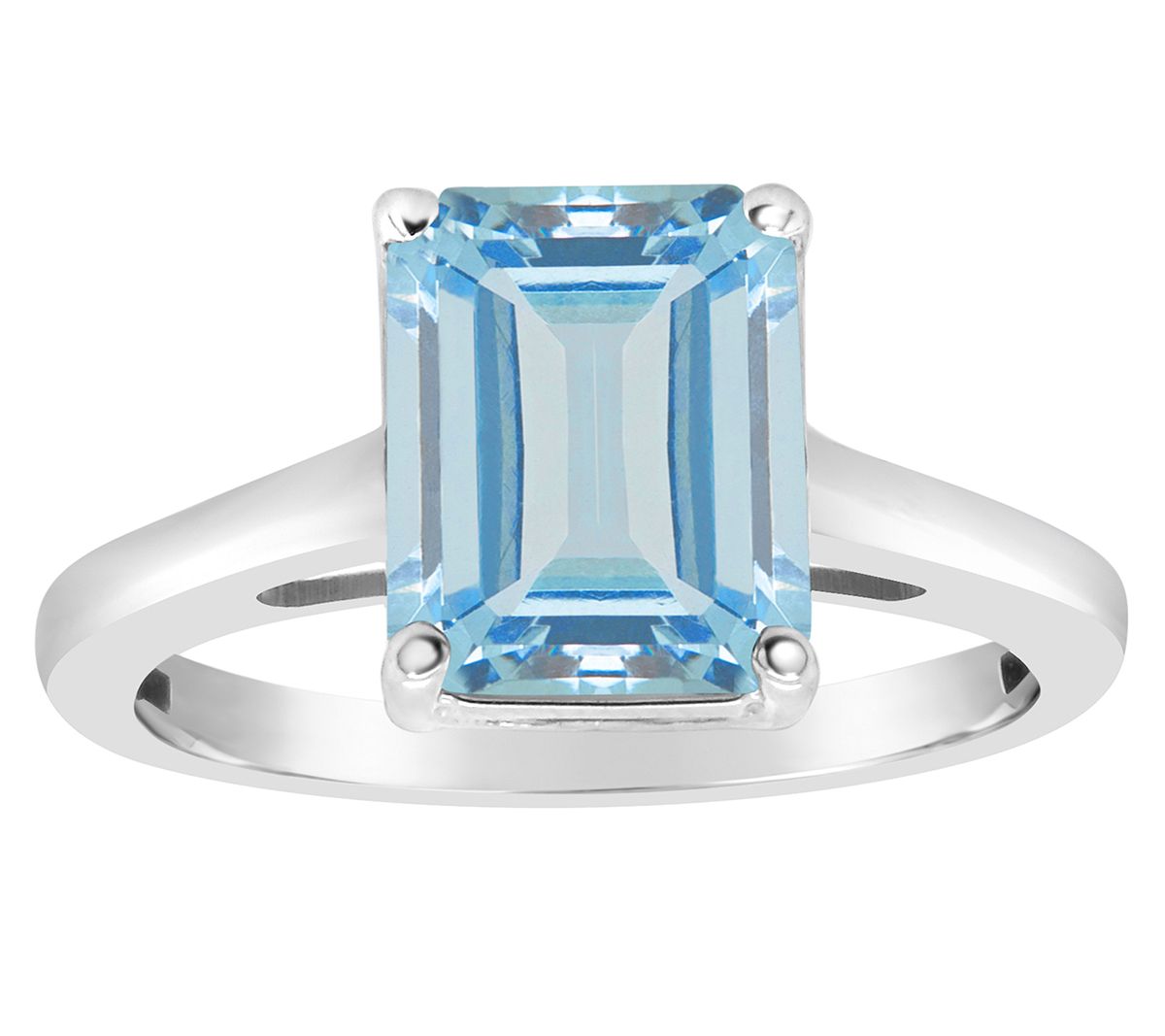 14K Gold Emerald Cut 3.80 cttw Sky Blue Topaz Ring
