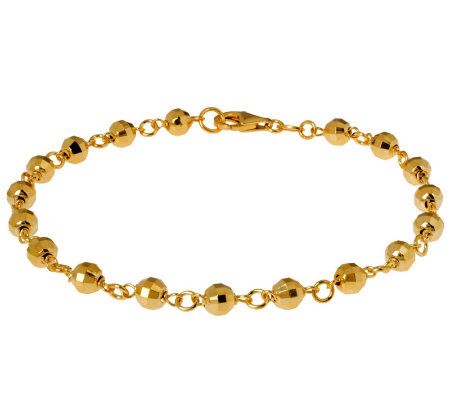 Veronese 18K Clad 9 Diamond-Cut Bead Anklet