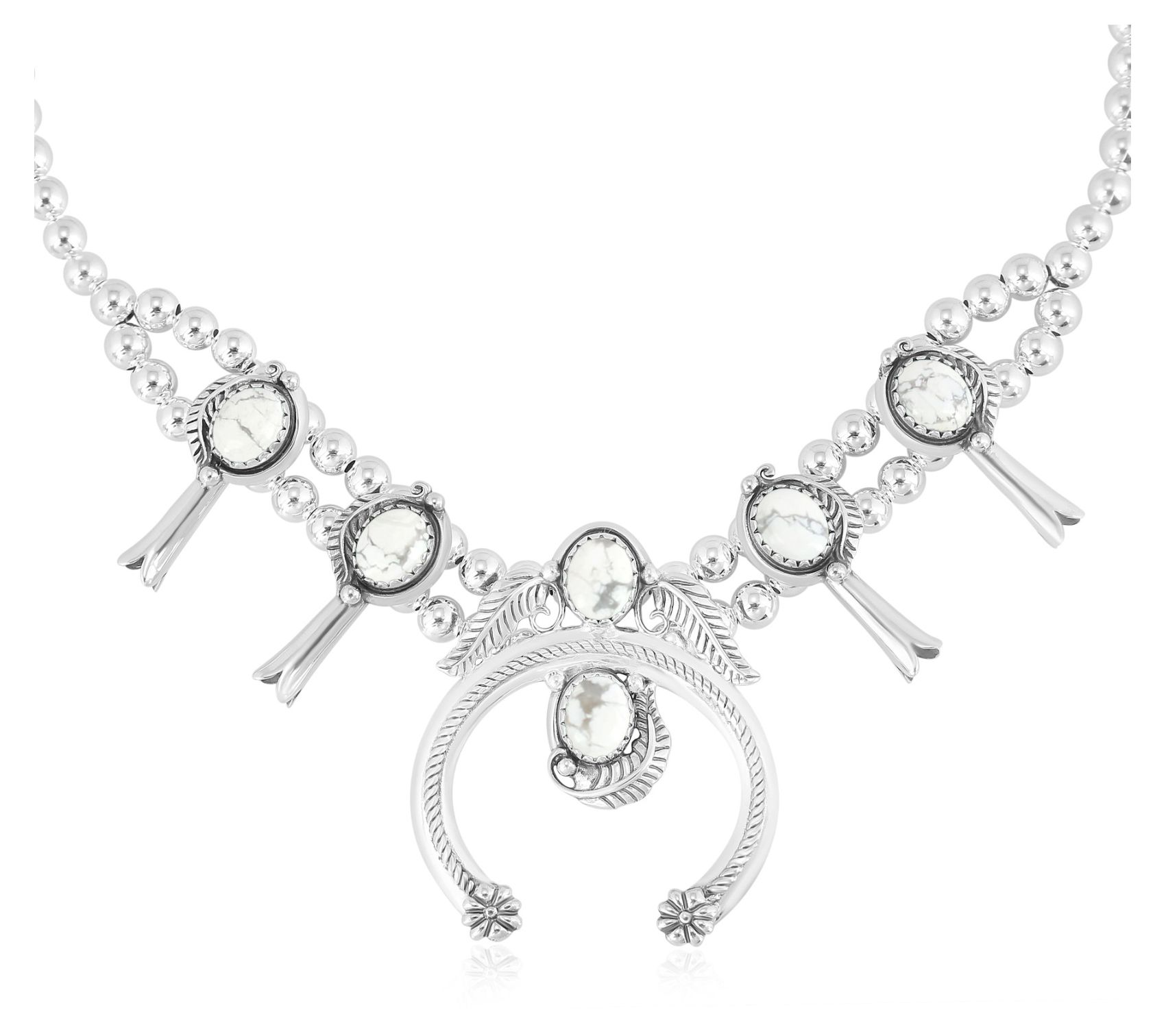 American West Sterling Gemstone Squash Blossom Necklace
