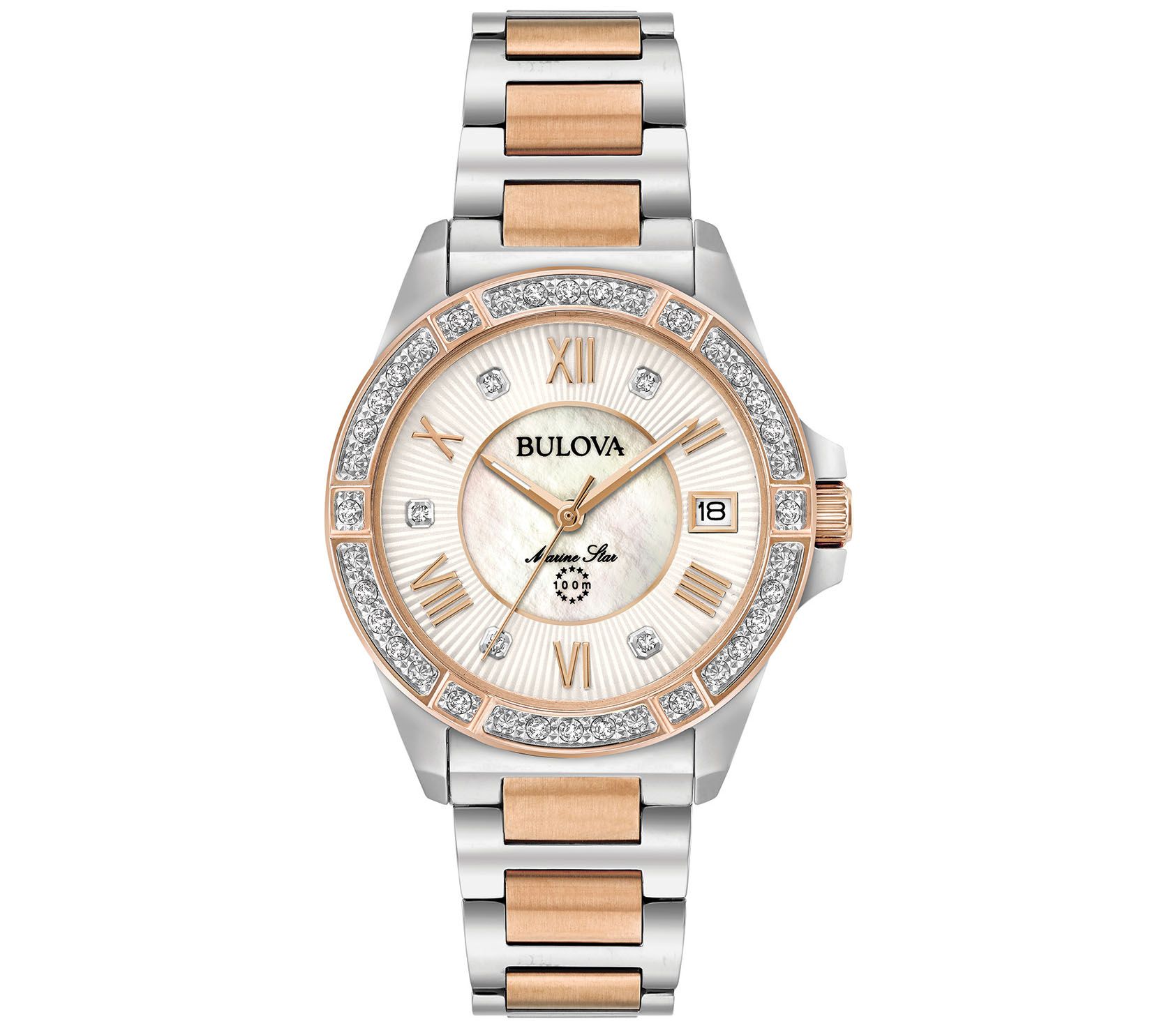 Bulova Womens Diamond Two-Tone Marine Star Wat ch