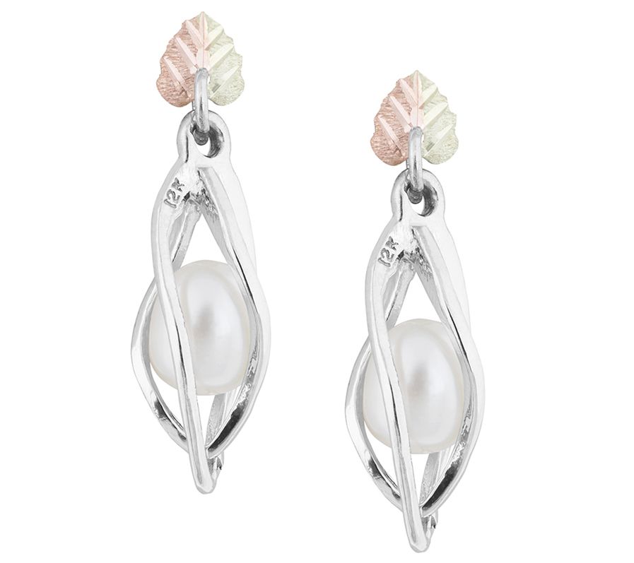 Black Hills Cultured Freshwater Pearl Earrings, Sterling/12K