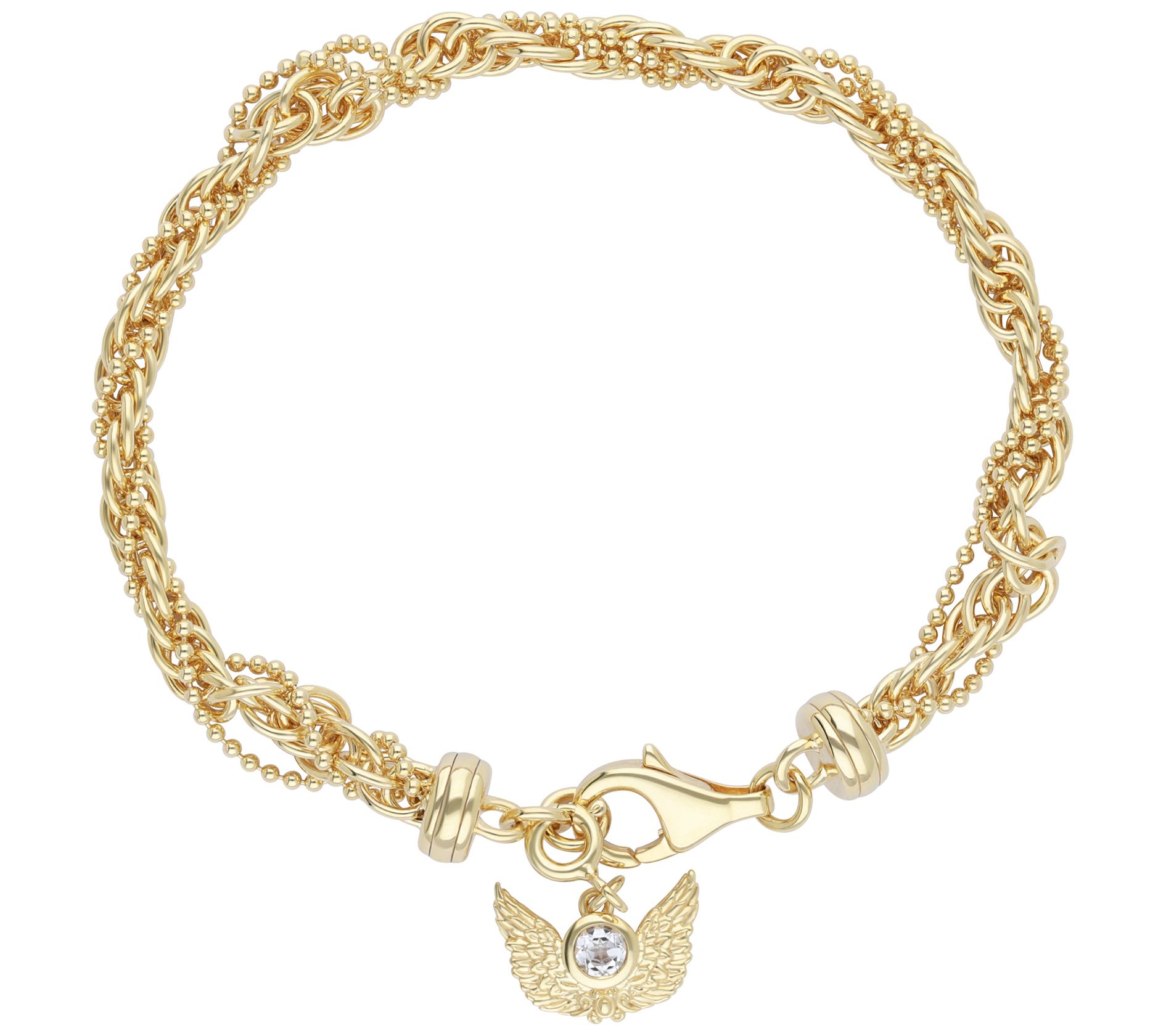 Goddaughters 14K Clad White Topaz Angel Wing Bracelet