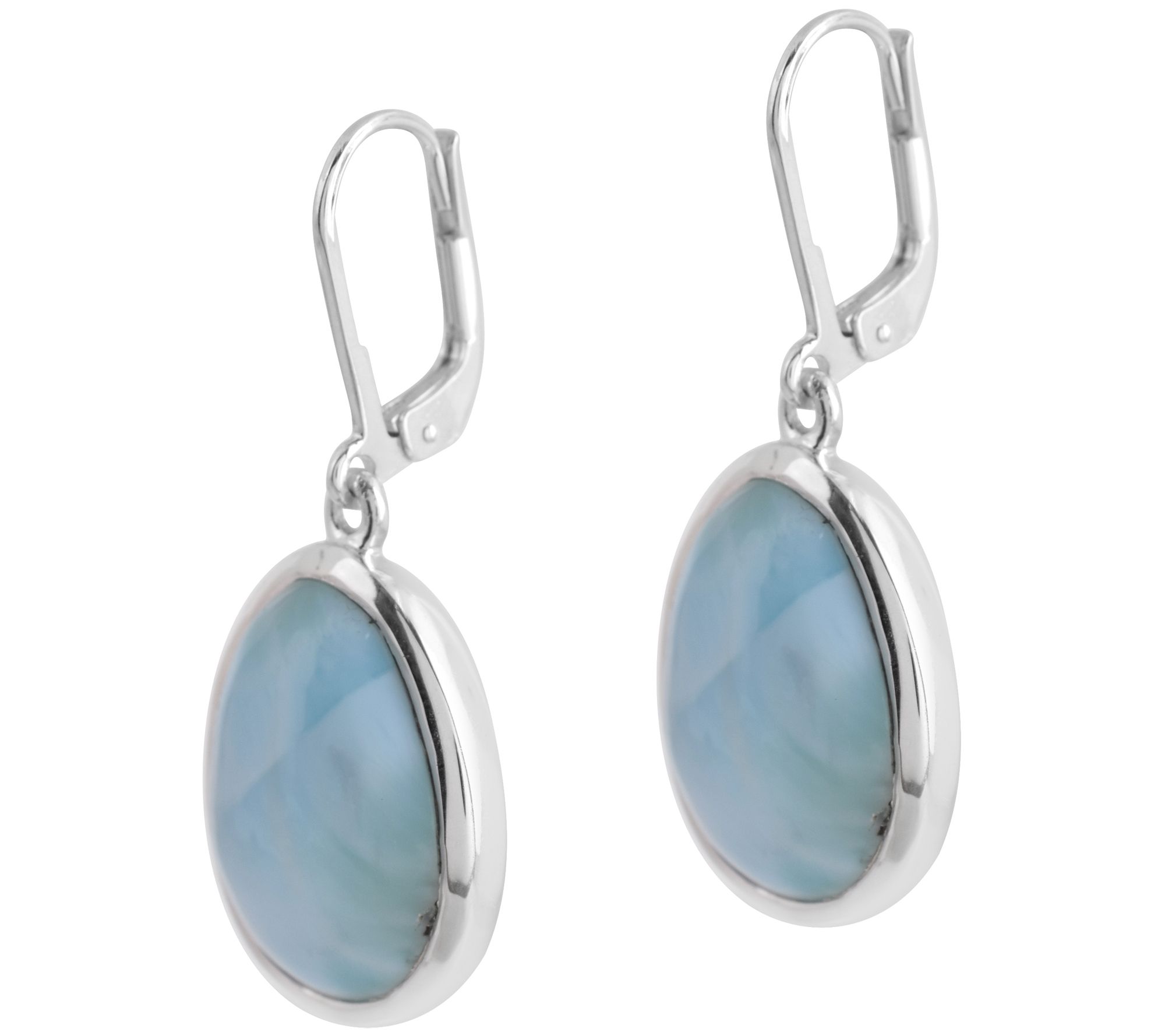 Affinity Gems Oval Larimar Dangle Earrings, Sterling Silver