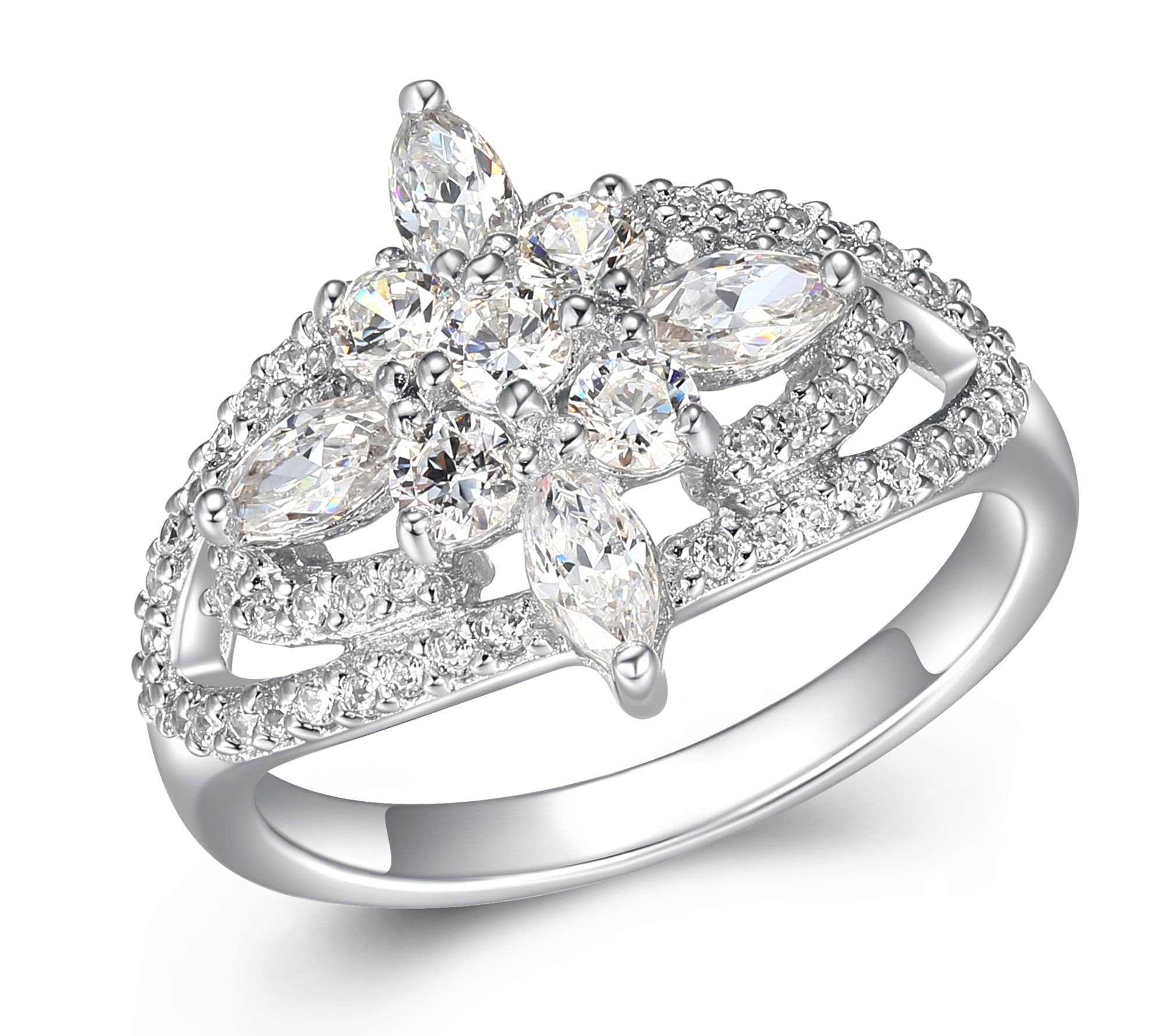 Diamonique 1.95 cttw Marquise Cut Ring, Sterling Silver