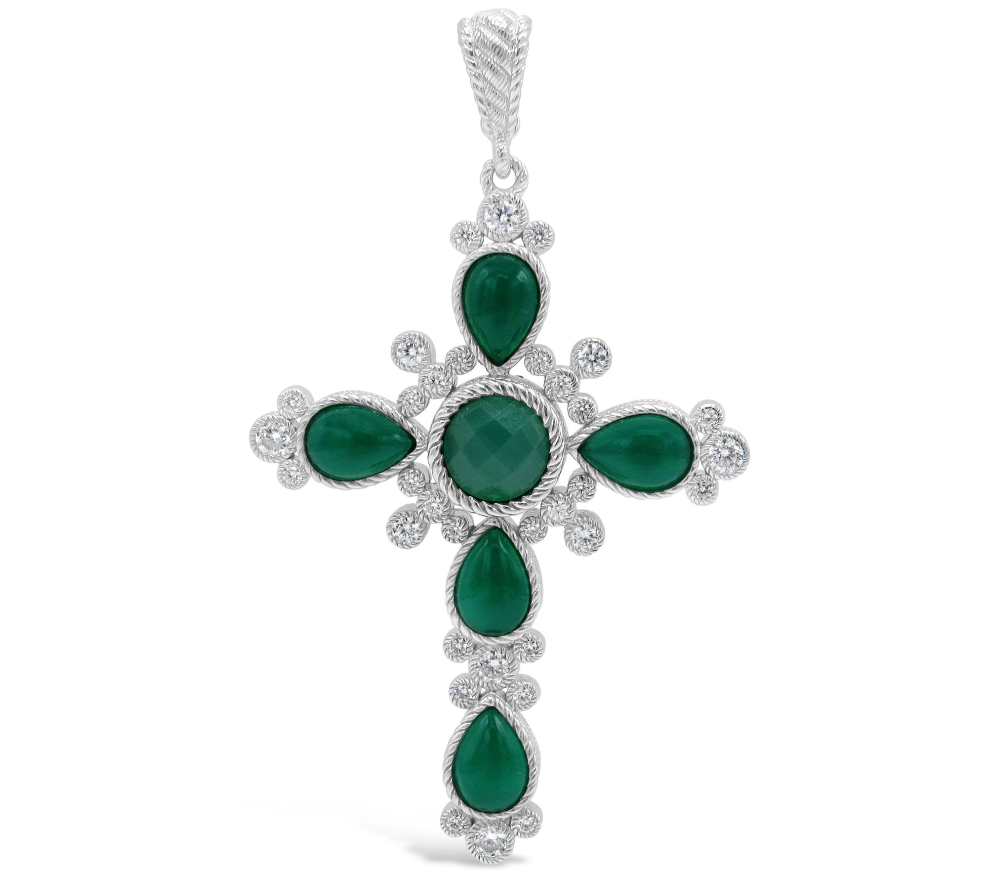 Judith Ripka Diamonique & Chalcedony Enhancer, Sterling