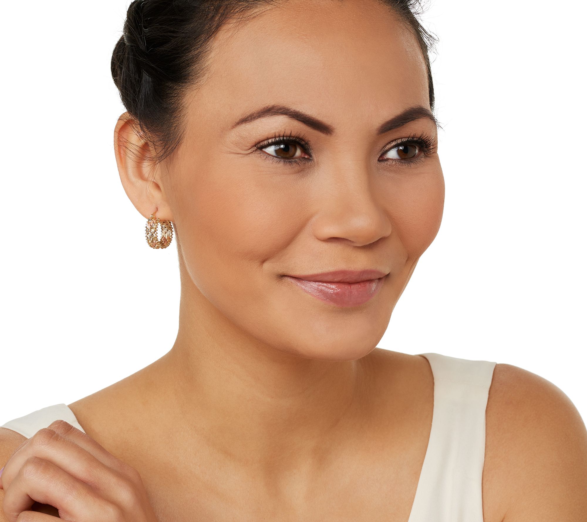 Imperial Gold TriColor Hoop Earrings, 14K Gold Page 1 —