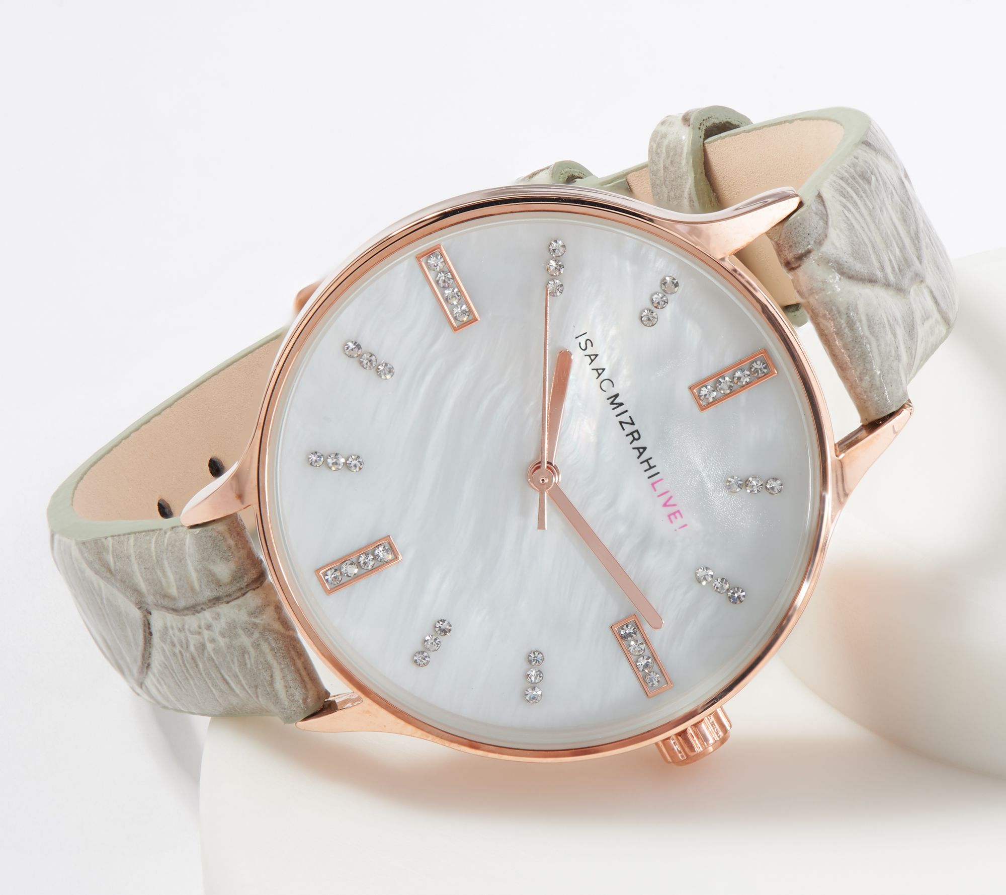 Isaac Mizrahi Live! Snake Embossed Leather Strap Watch Page 1 —