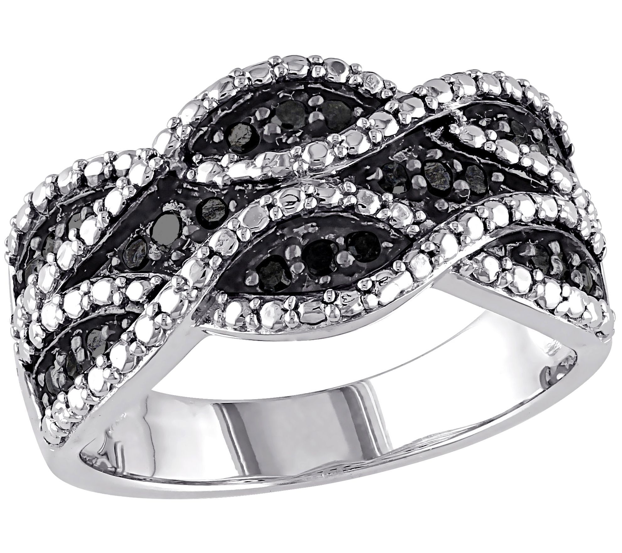 Affinity 0.20 cttw Black Diamond Twist Ring, Sterling Silver