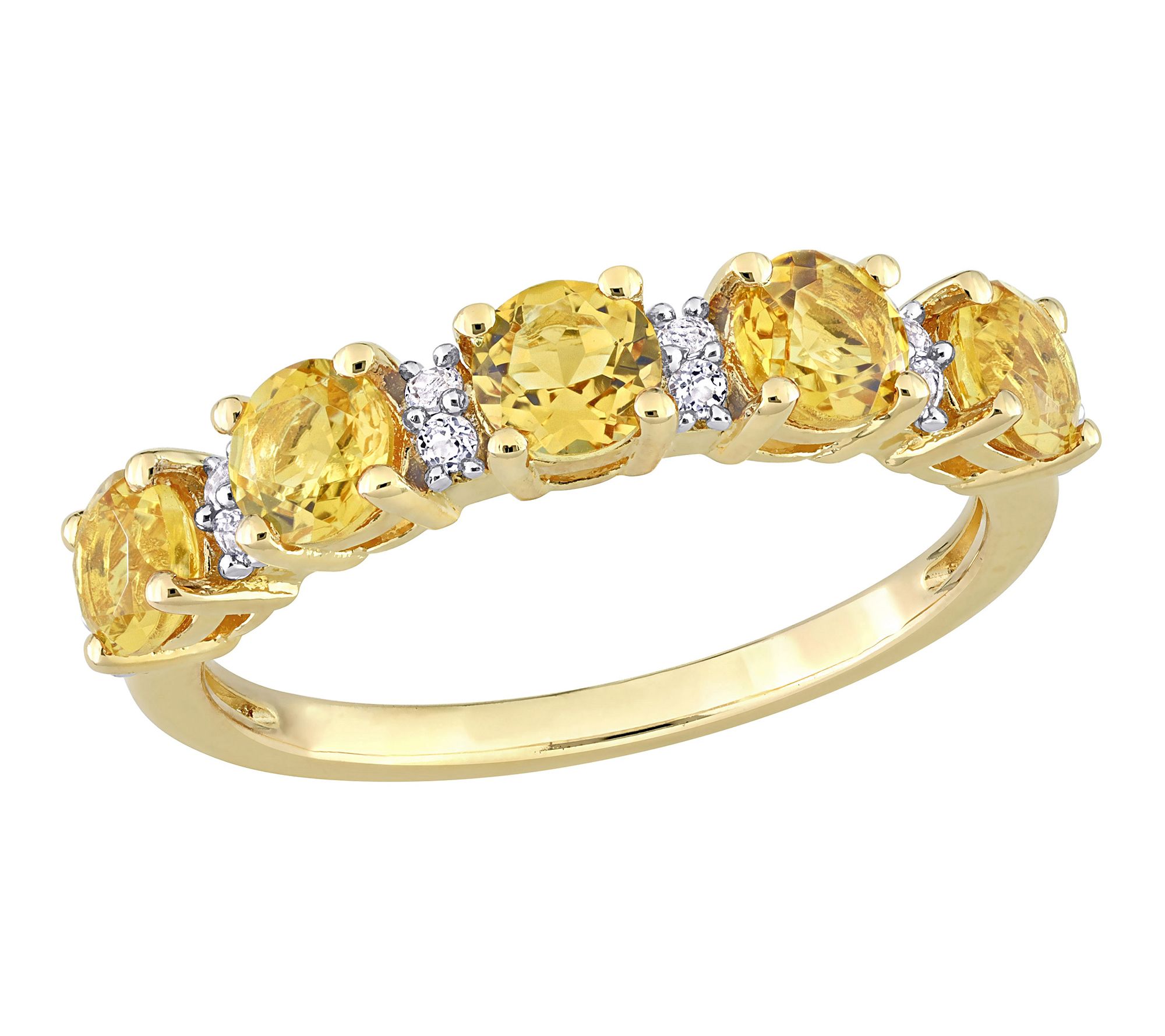 18K Gold-Plated 1.55 cttw Citrine & White Top a Ring