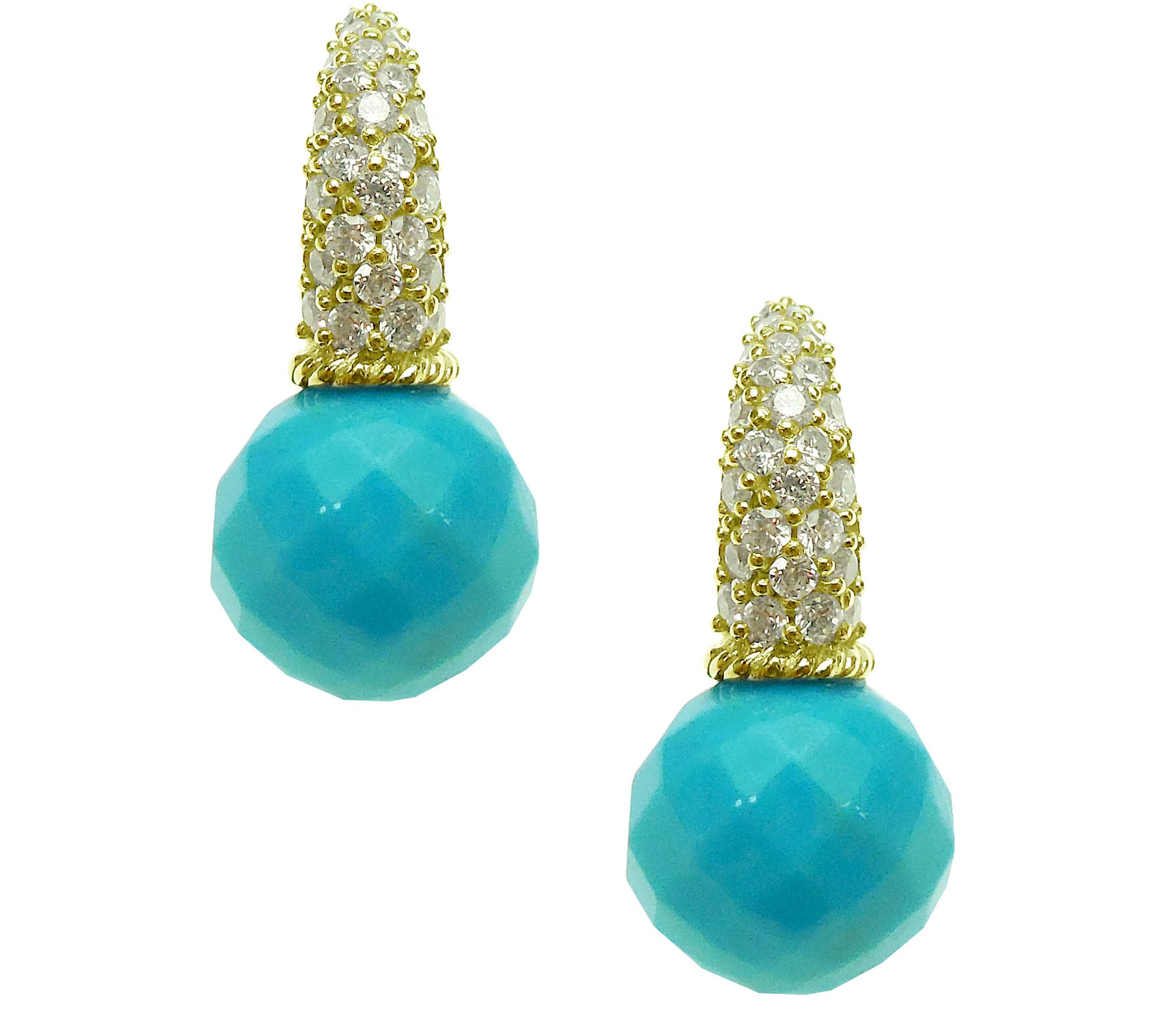 Judith Ripka 14K Clad Turquoise & Diamonique Ea rrings