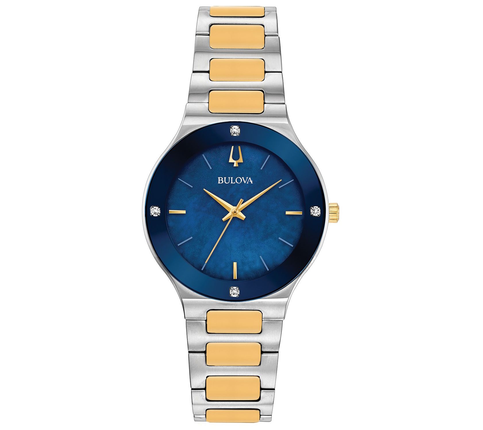 Bulova Women's Millenia Two-Tone Diamond Watch ith Blue Dial