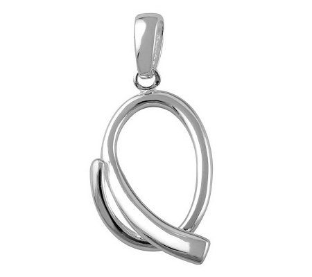 UltraFine Silver Polished Initial Pendant with1 8 Snake Chain