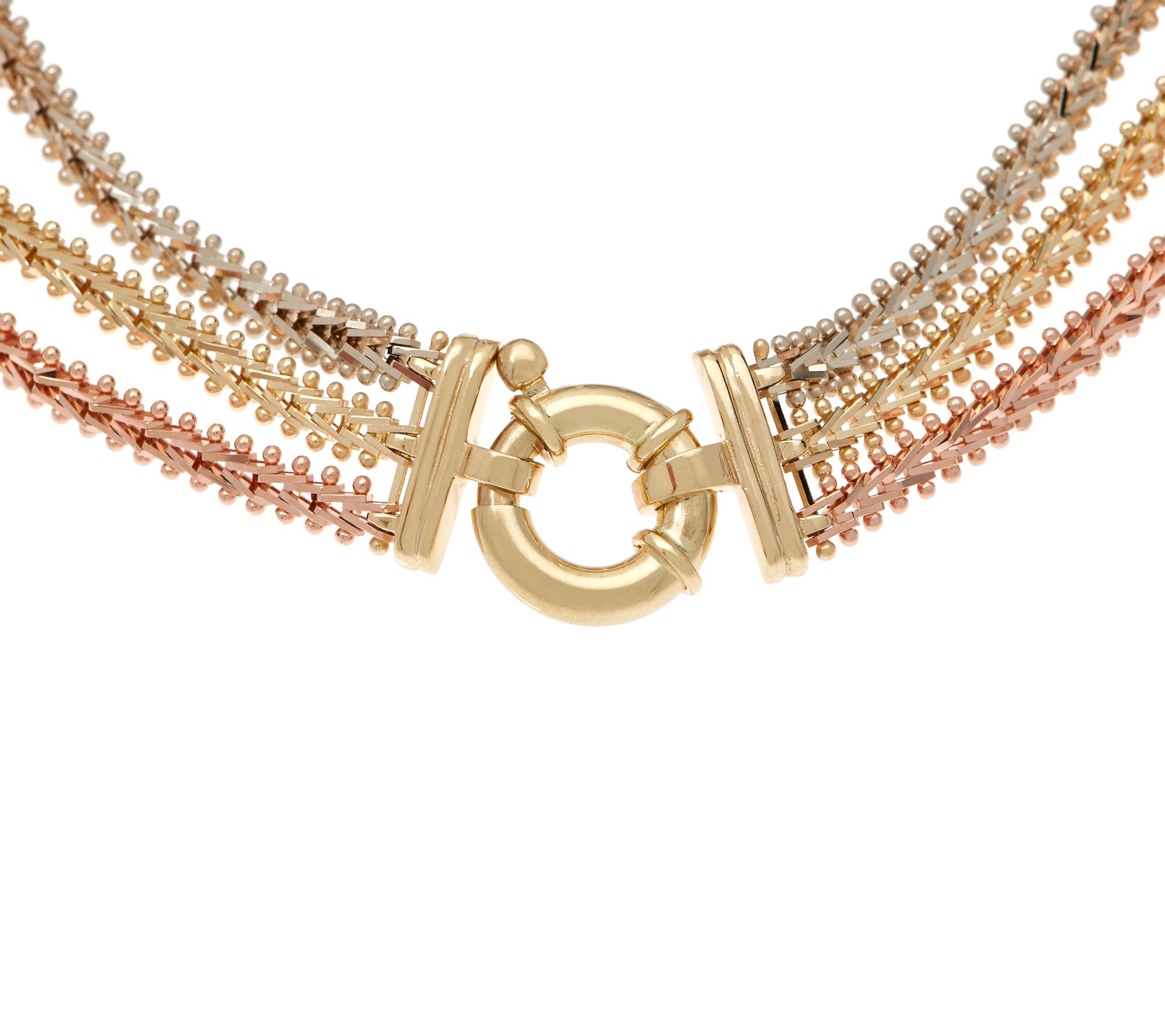 Imperial Gold 8" Wheat TriColor Bracelet, 14K Gold, 17.4g Page 1