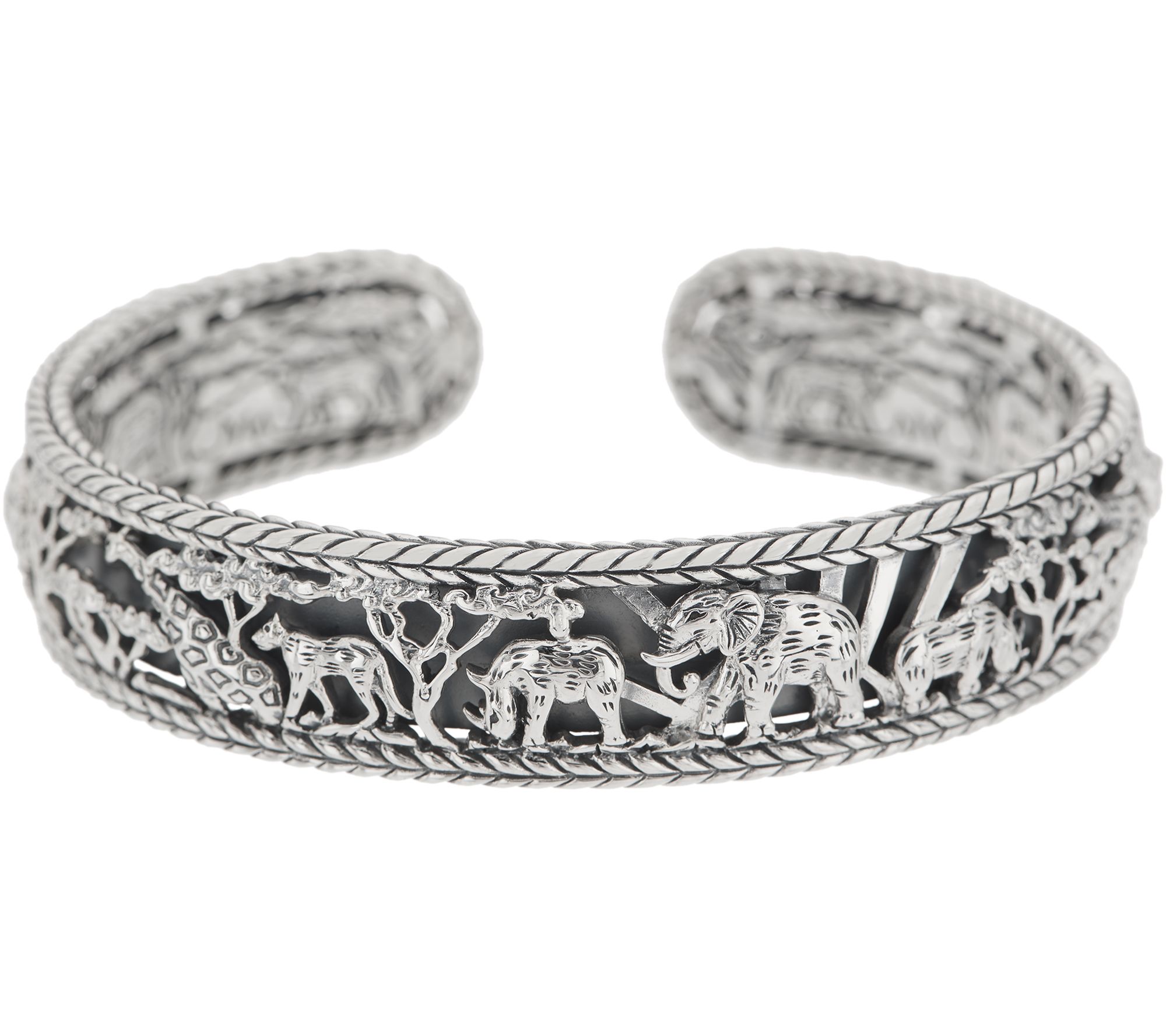 JAI Sterling Silver Carved Spirit of Africa Cuff