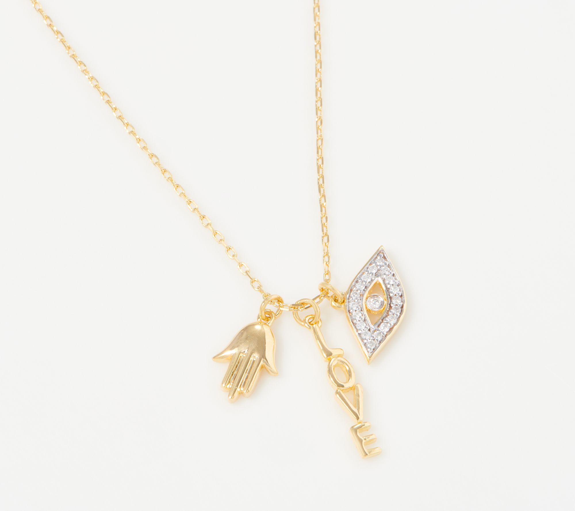 As Is Affinity 14K Gold Plated Diamond Charm Necklace 1/0ctt