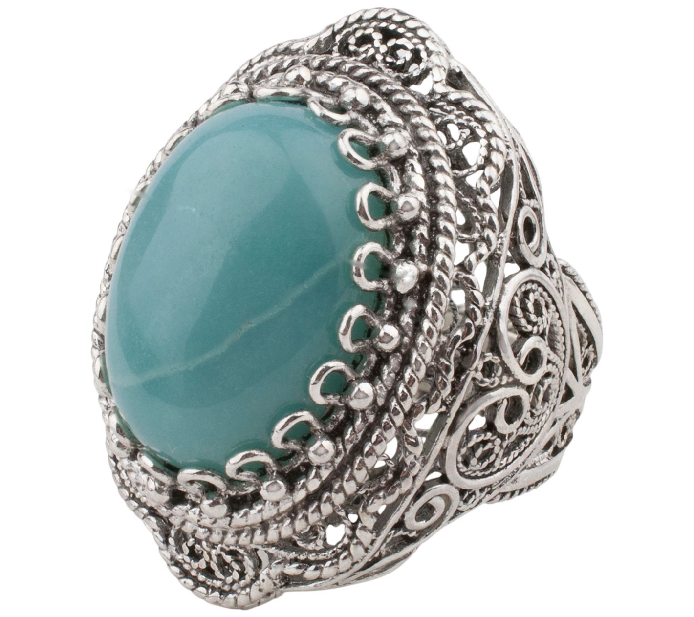 Artisan Crafted Sterling Silver Filigree Gemsto ne Ring