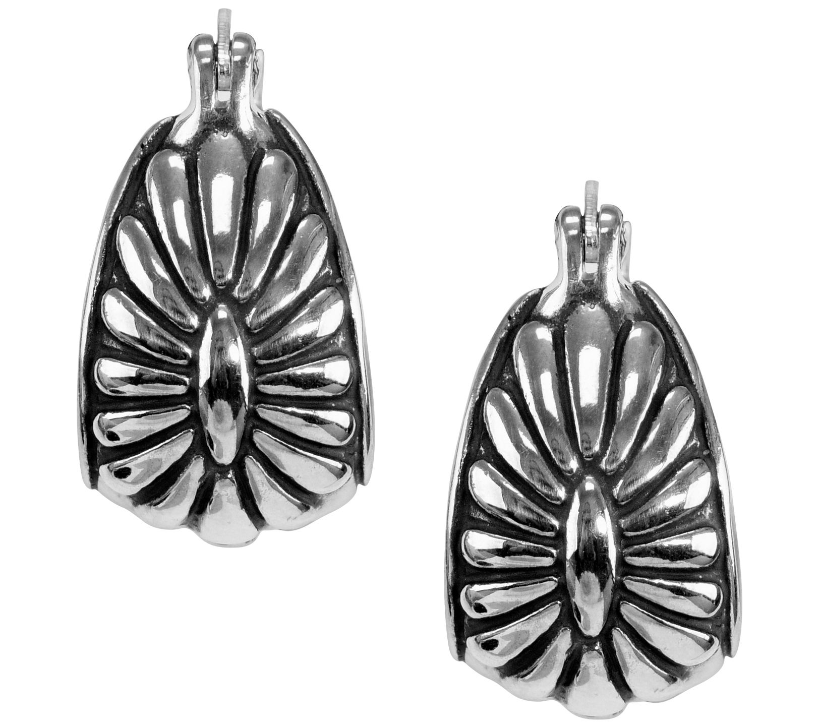 American West Classics Sterling Concha Huggie H oop Earrings