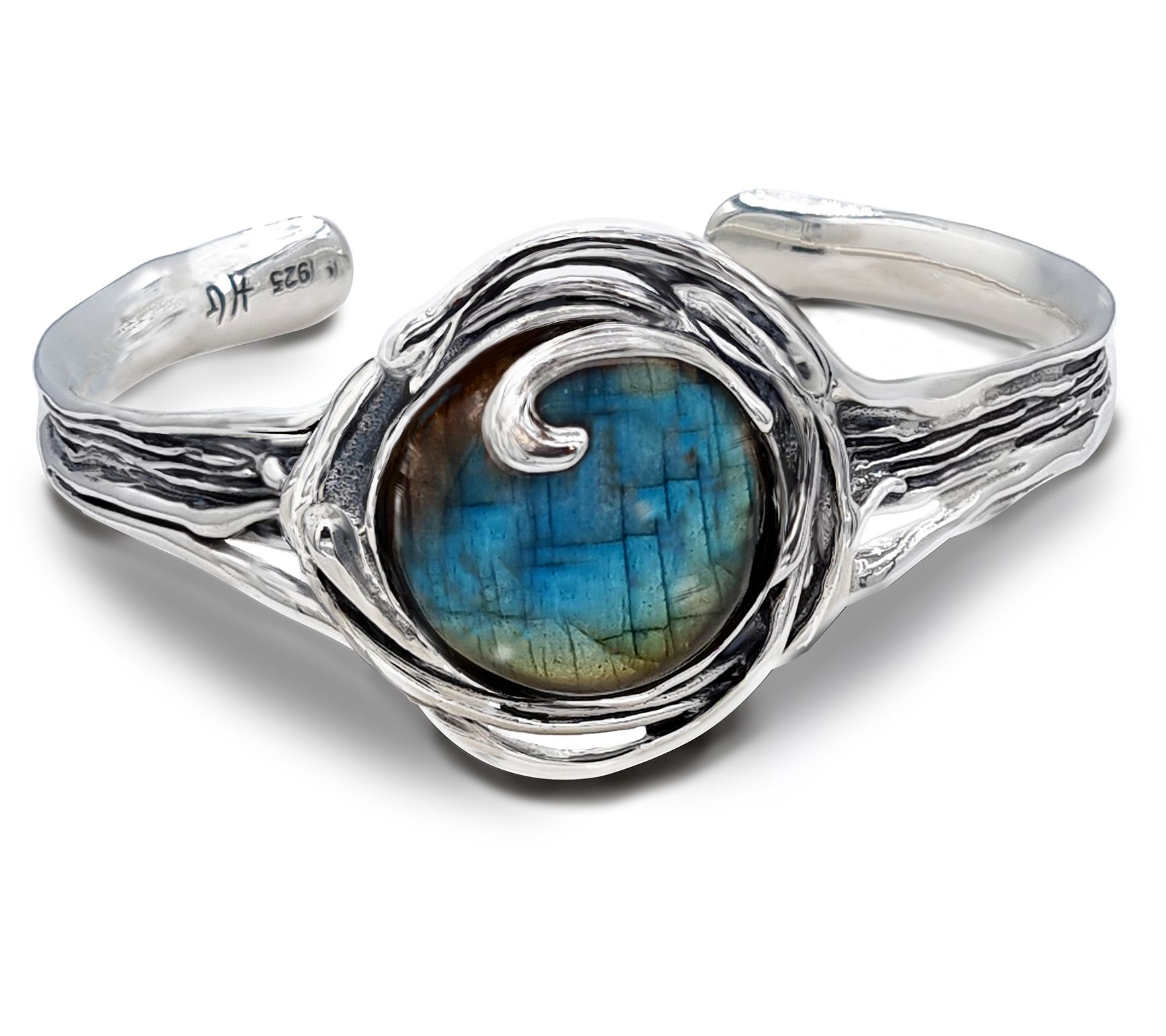 Hagit Sterling Silver with Labradorite Rock Poo  l Cuff