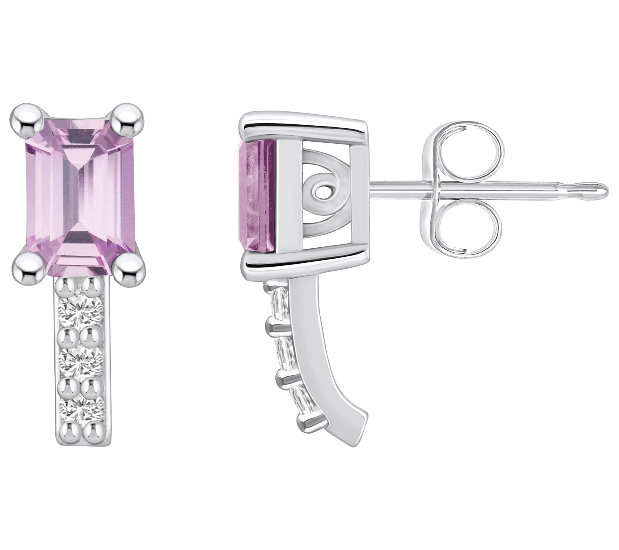 Affinity Gems 14k White Gold Emerald Gemstone Diamond Studs