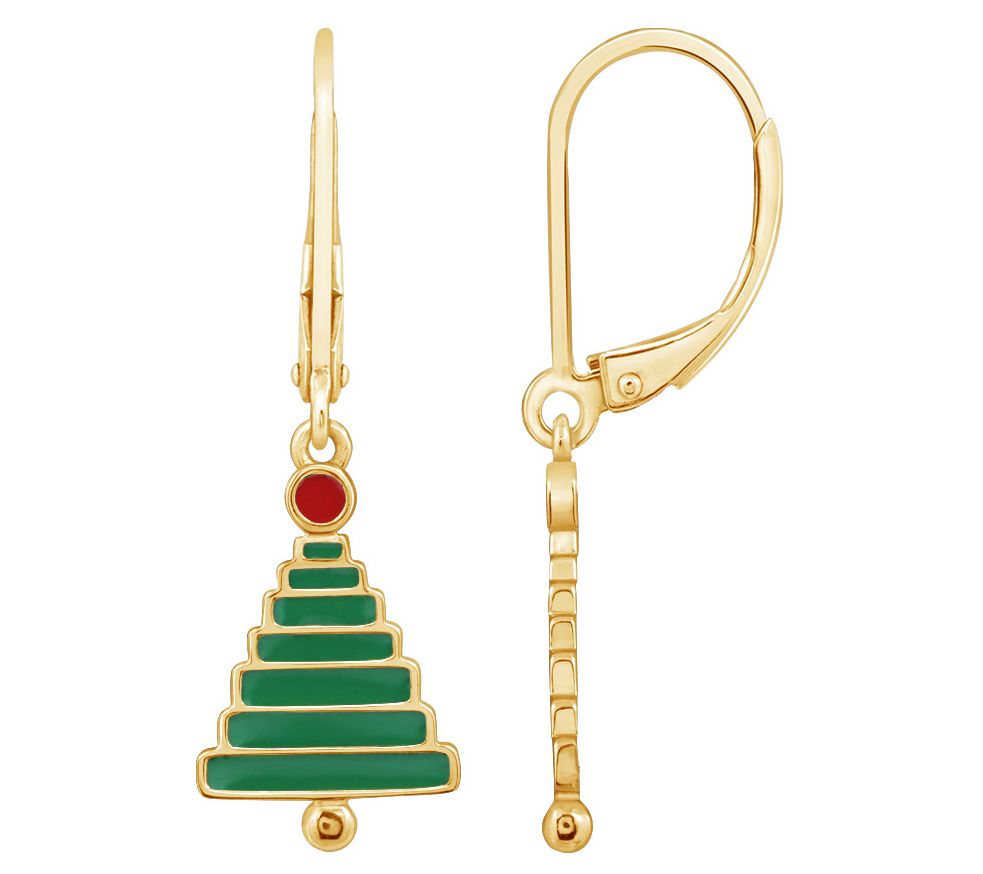 Gemour Christmas Tree Dangle Earrings, 14K G ol Clad