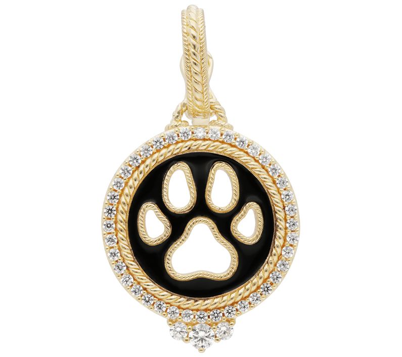 Judith Ripka 14K Gold Clad Diamonique Dog Pr in t Enhancer