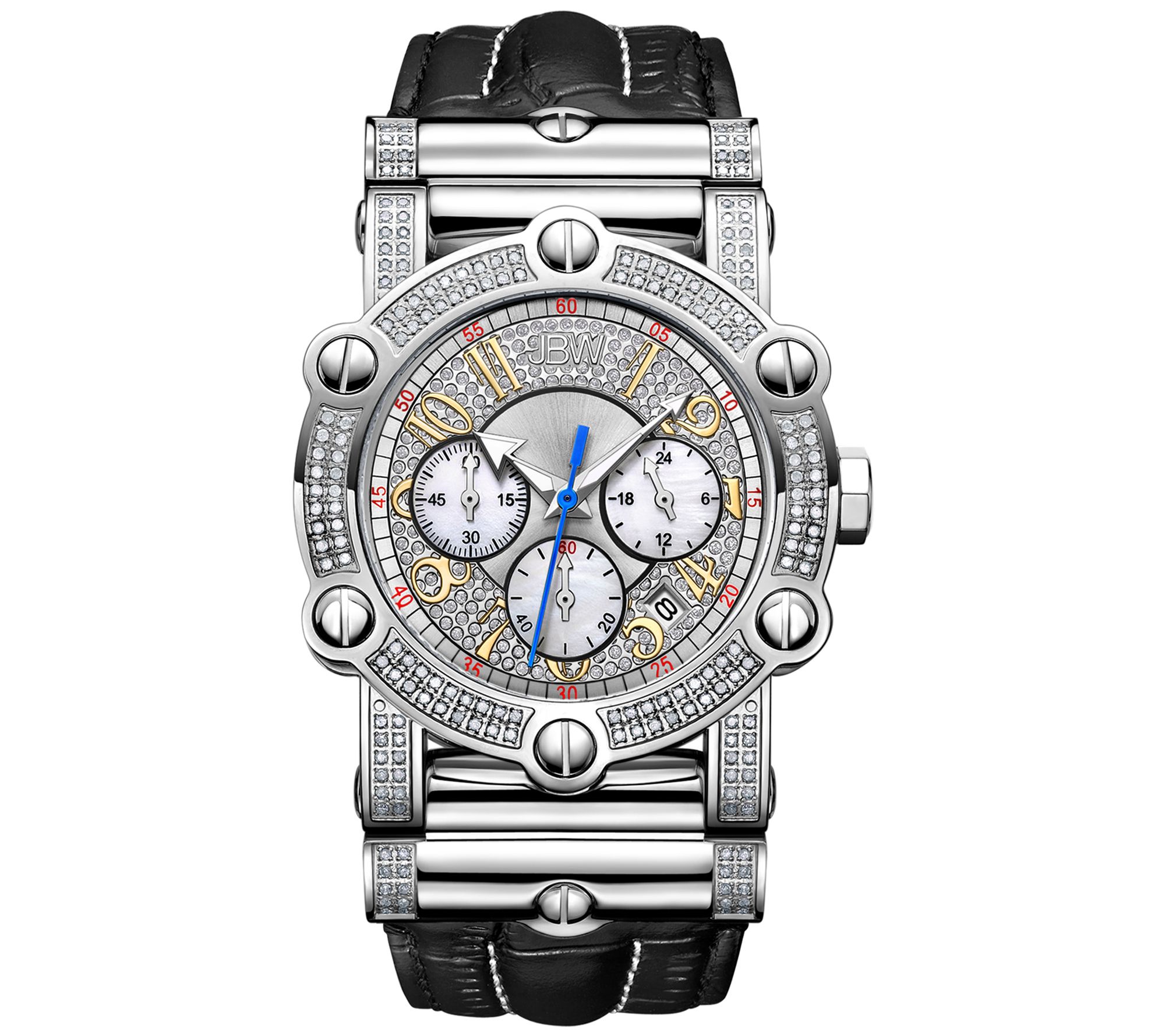 JBW Mens 10 YR Anniversary 1.95 cttw Diamond S tainless Watch