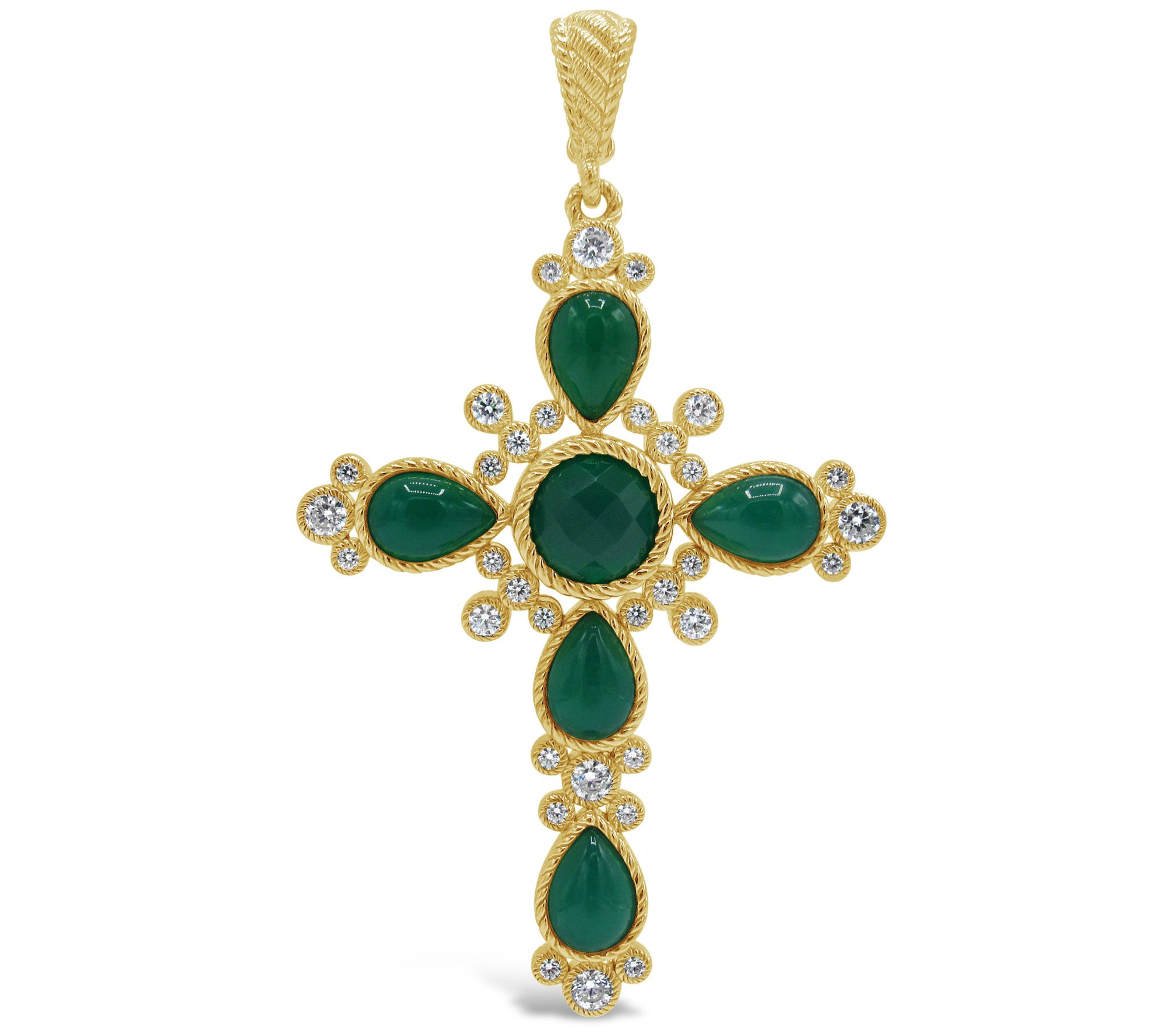 Judith Ripka Diamonique & Chalcedony Enhancer, 14K Gold Clad