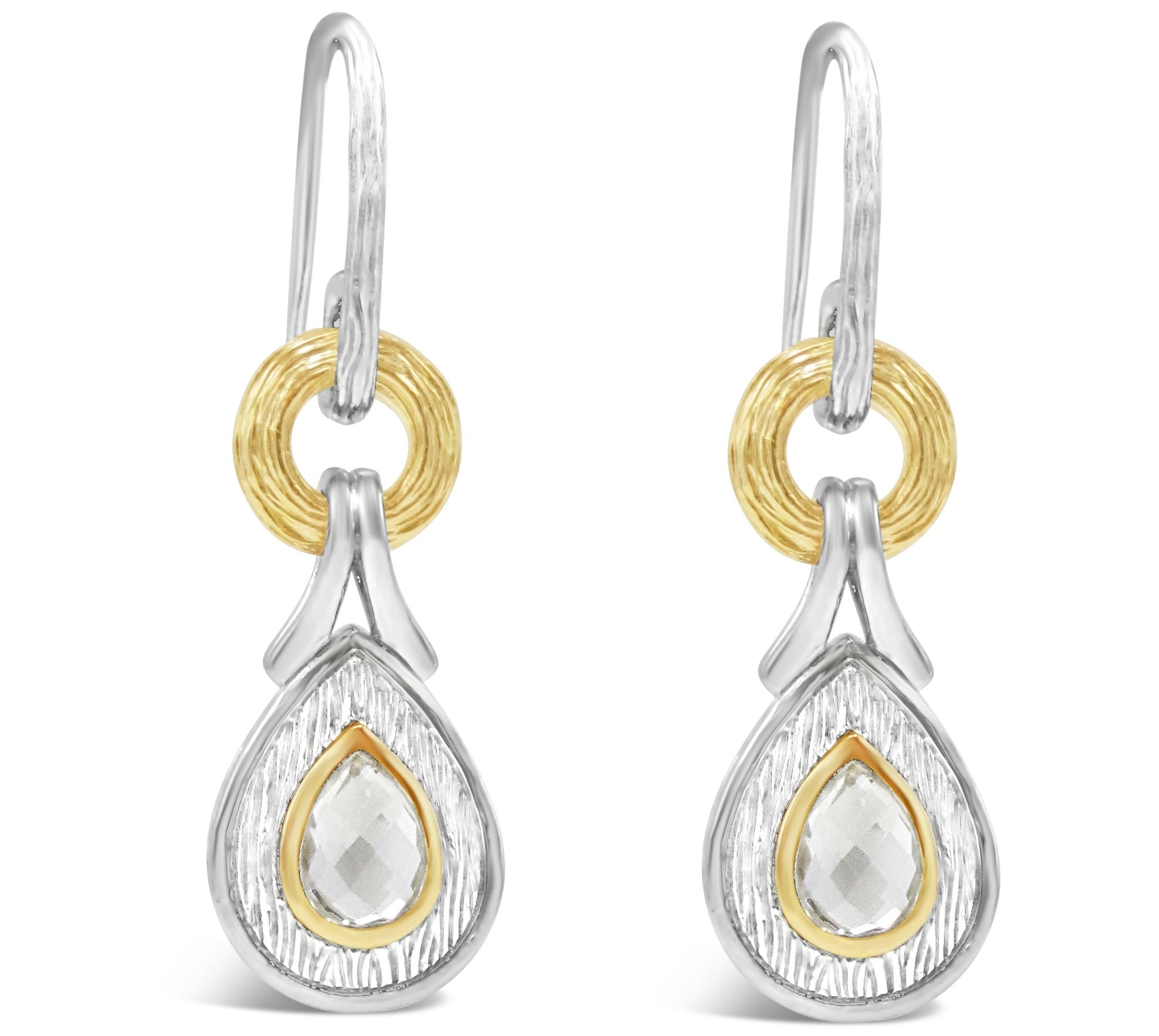 Ariva Sterling Silver Two-Tone White Topaz Dangle Earrings