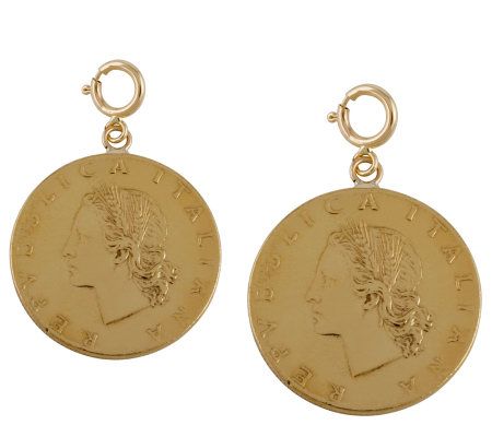 My Lira Set of 2 Twenty-Lire Coin Charms, 14K G ld