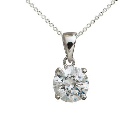 Diamonique 2cttw Round Pendant w/ Chain, Platin um Clad