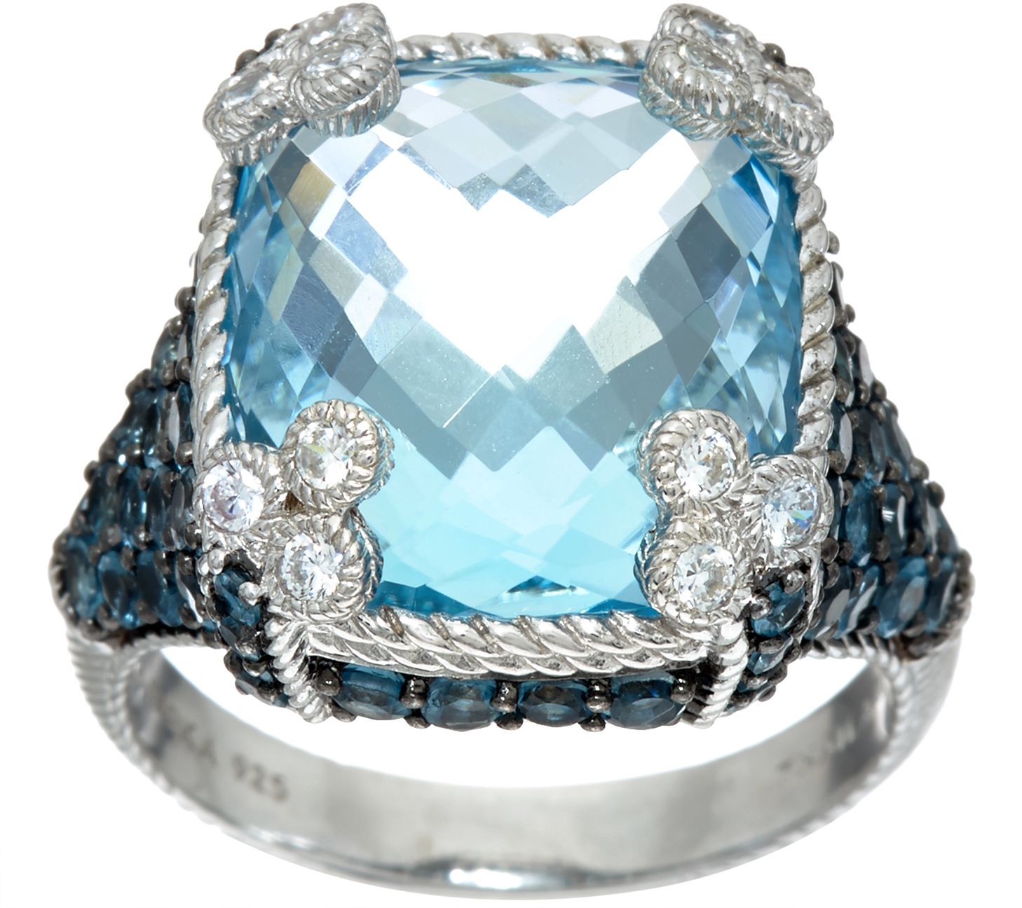 Judith Ripka Sterling Silver 16.50 cttw Blue Topaz Monaco Ring — QVC.com